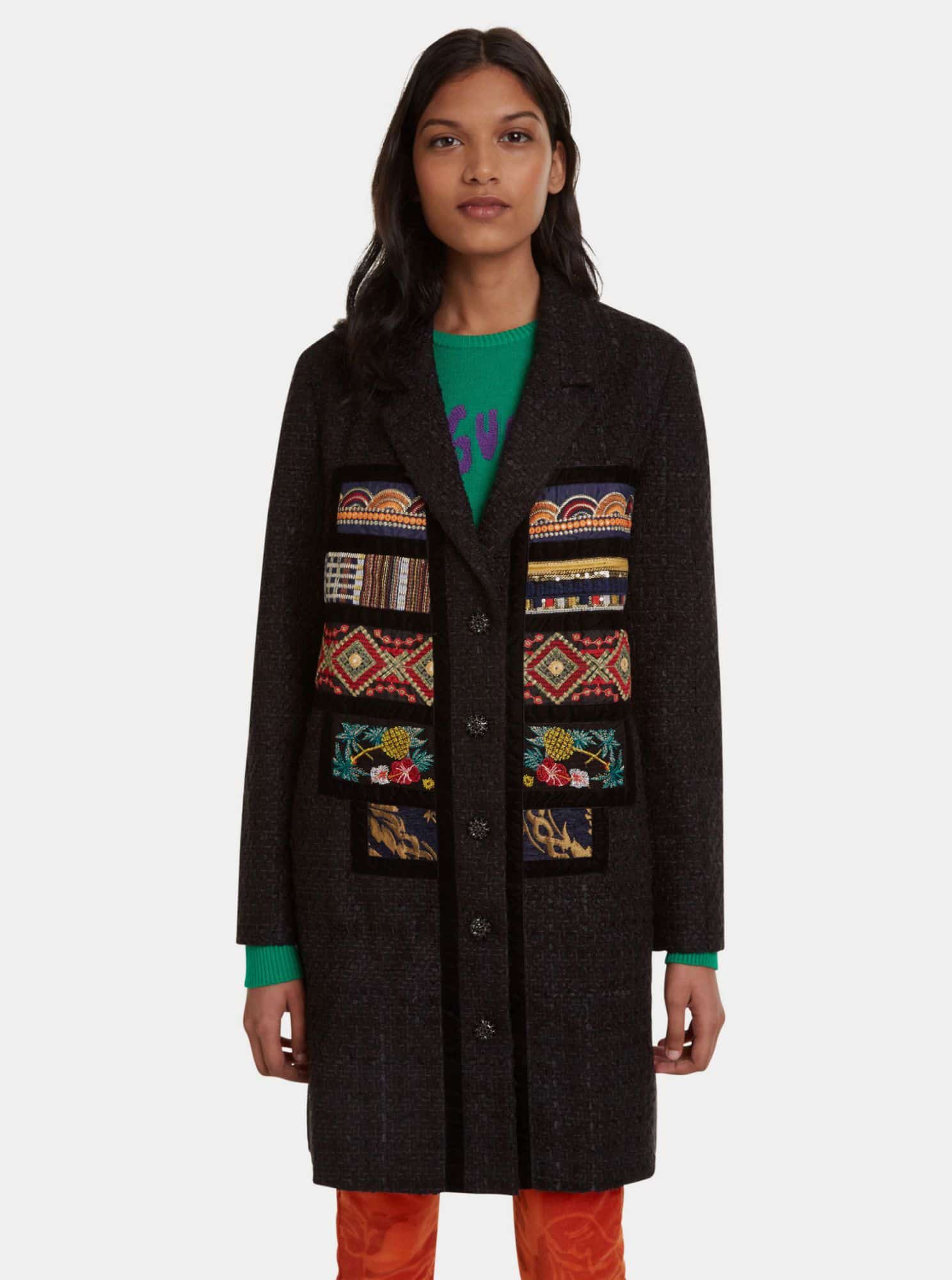 Černý vzorovaný lehký kabát Desigual Joy