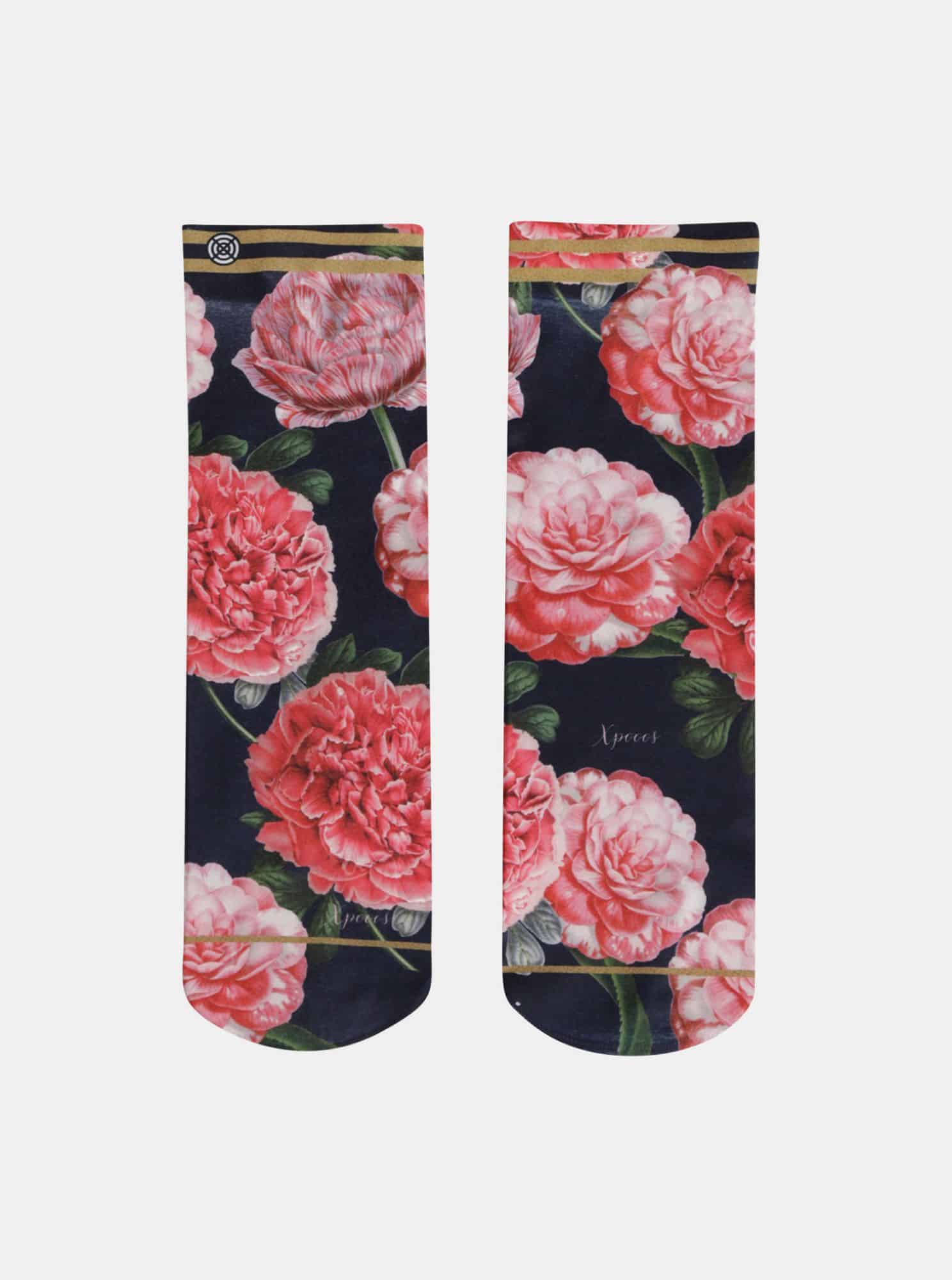 Tmavě modré dámské květované ponožky XPOOOS