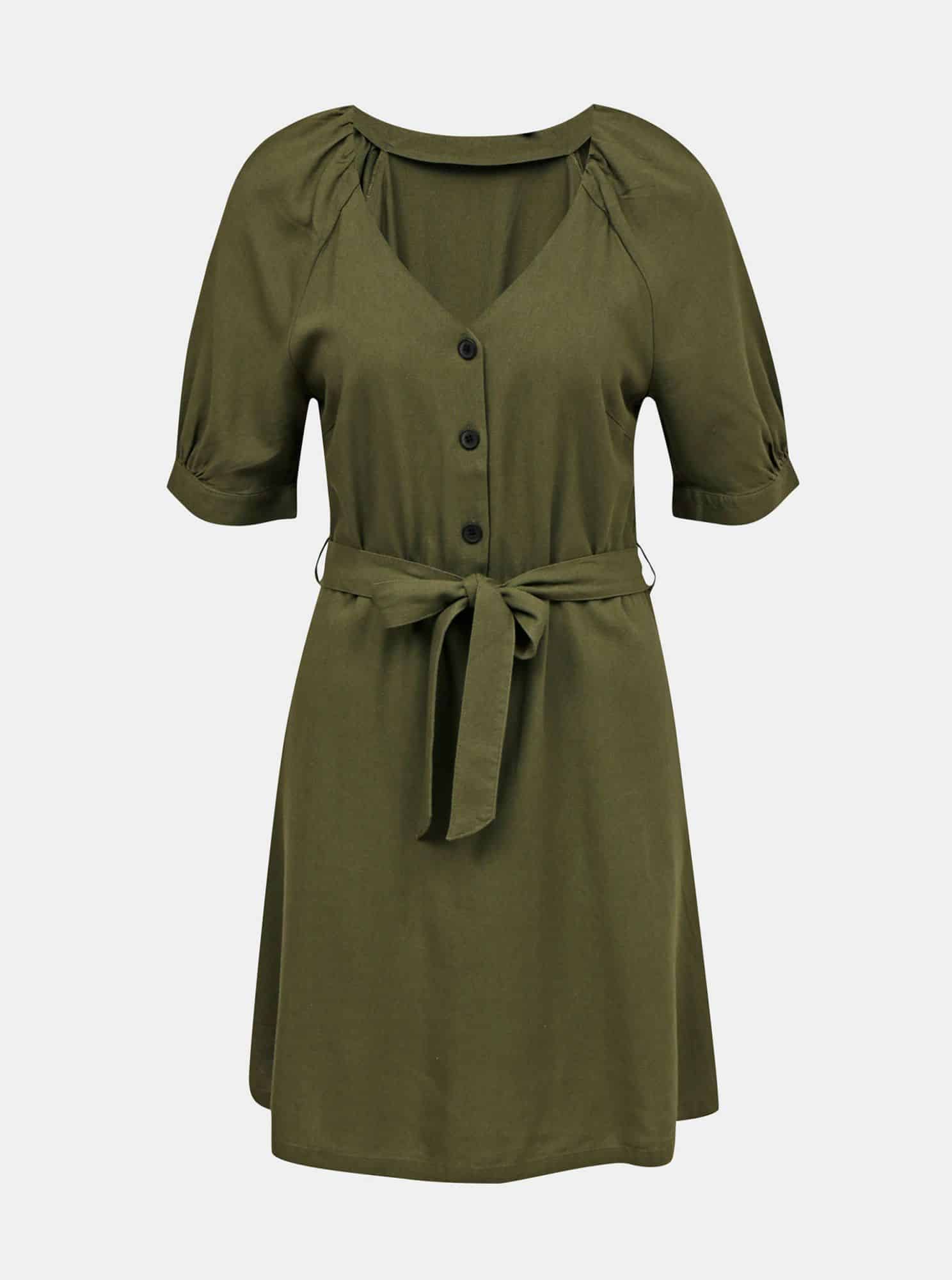 Zelené lněné šaty VERO MODA Day