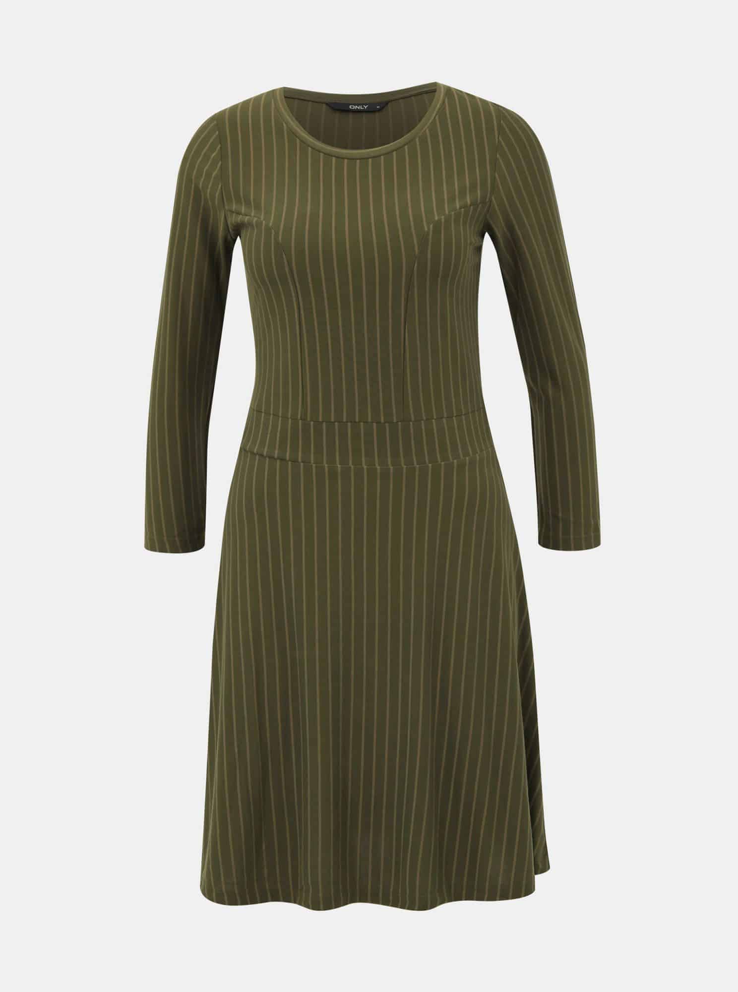 Khaki pruhované šaty ONLY