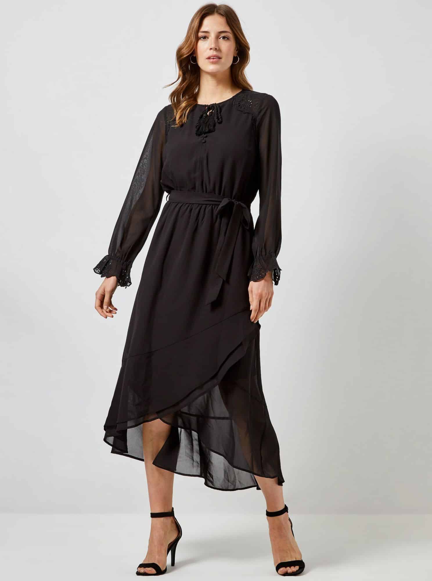 Černé maxi šaty s průstřihem v dekoltu Dorothy Perkins