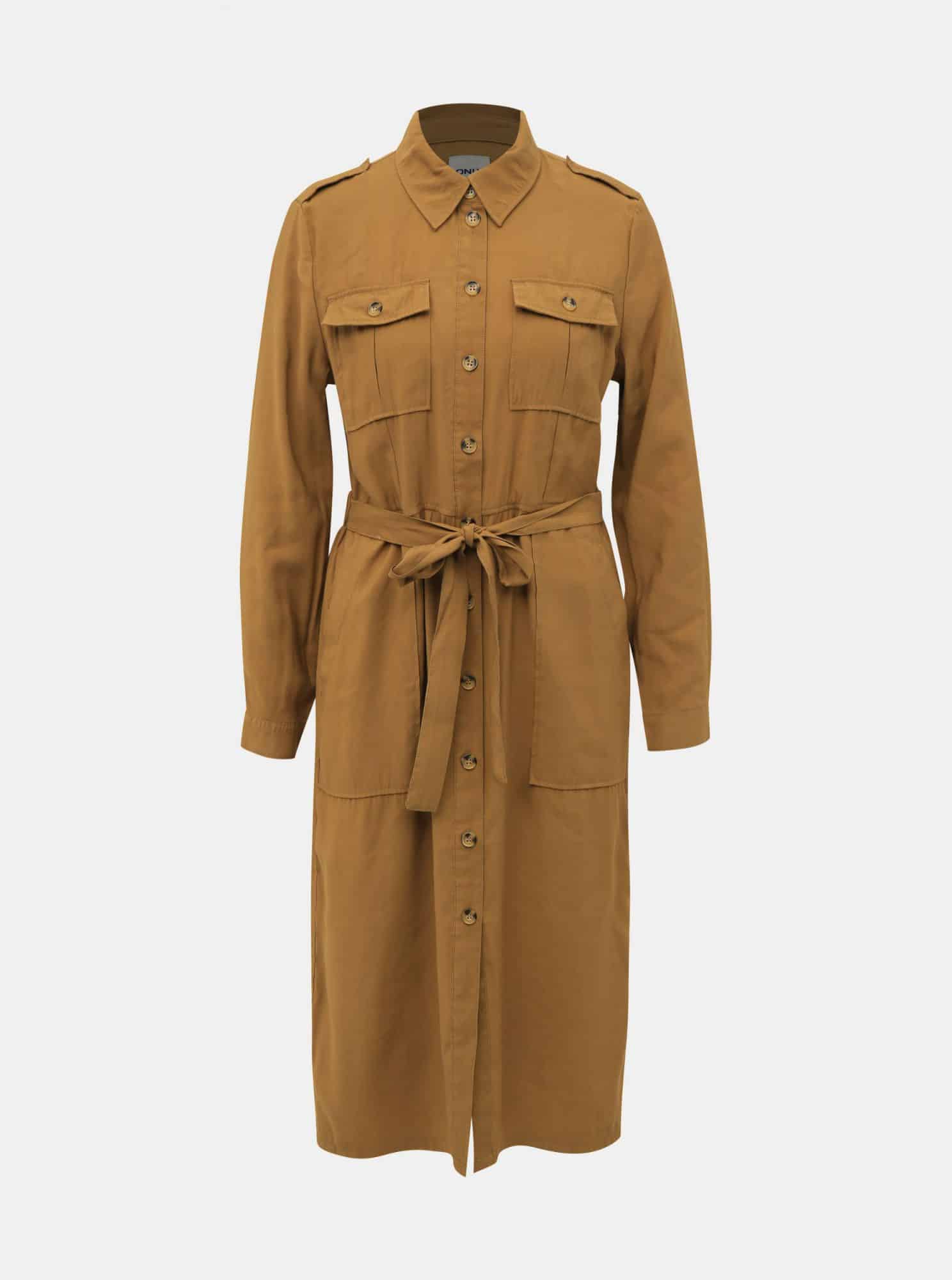 Hnědé košilové šaty ONLY Arya