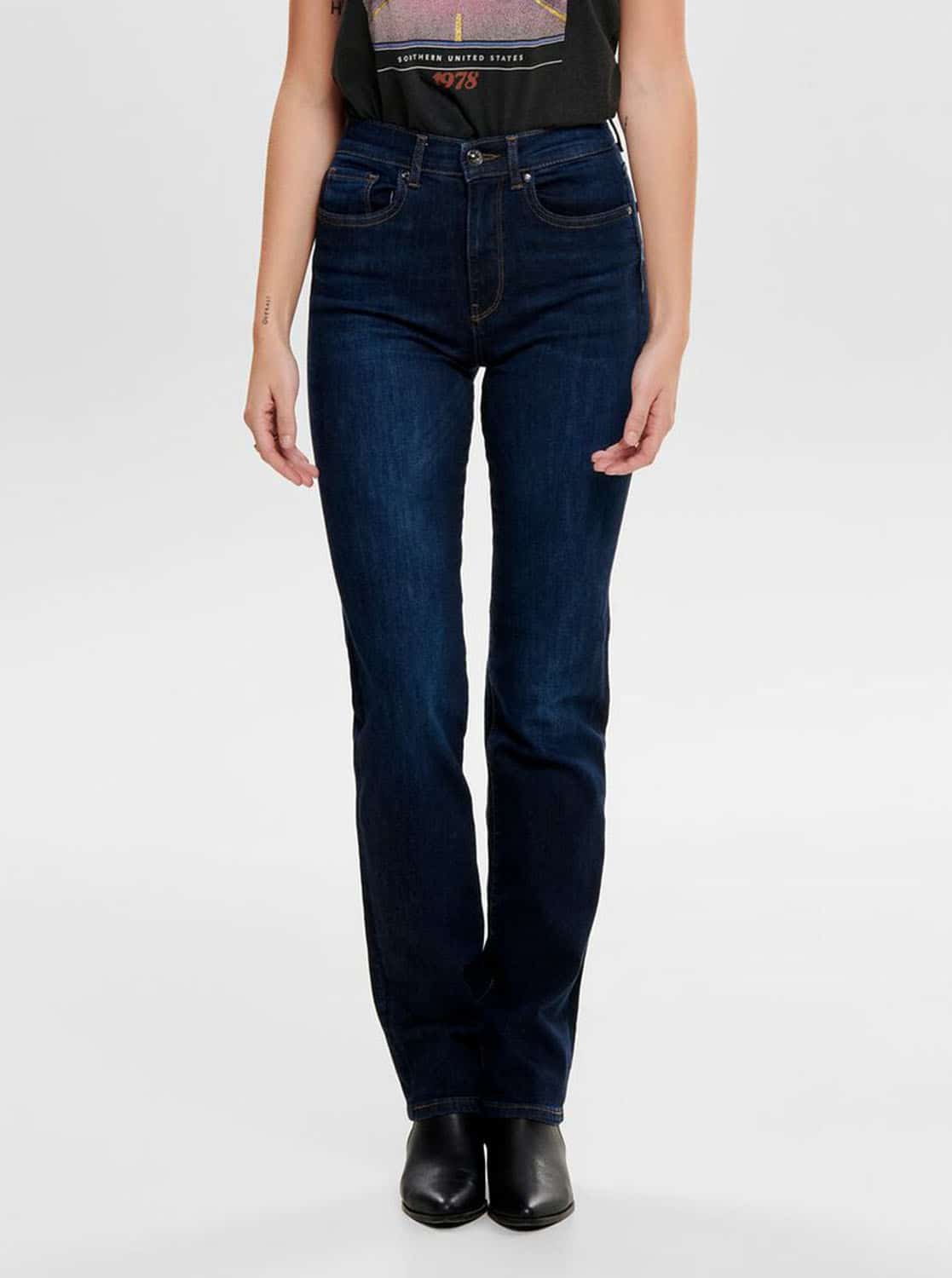 Modré shape up straight fit džíny ONLY Fnahla