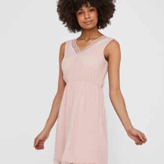 Růžové šaty s krajkou VERO MODA Pernilla