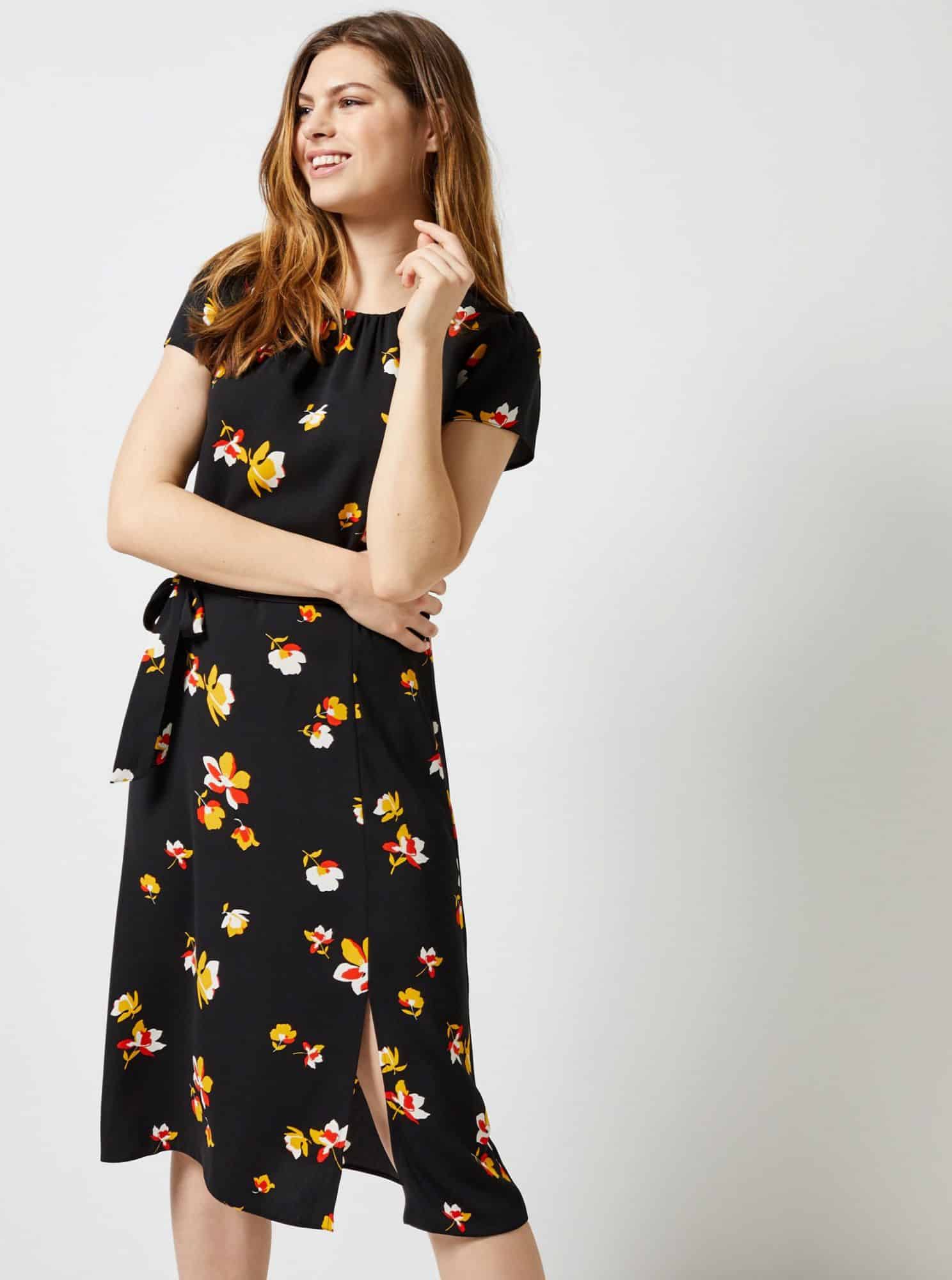Černé květované šaty Dorothy Perkins
