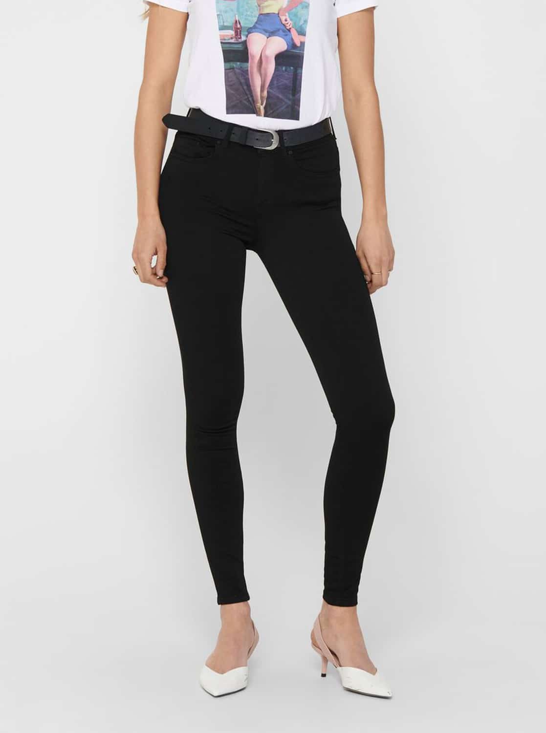 Černé zkrácené skinny fit džíny ONLY Hush