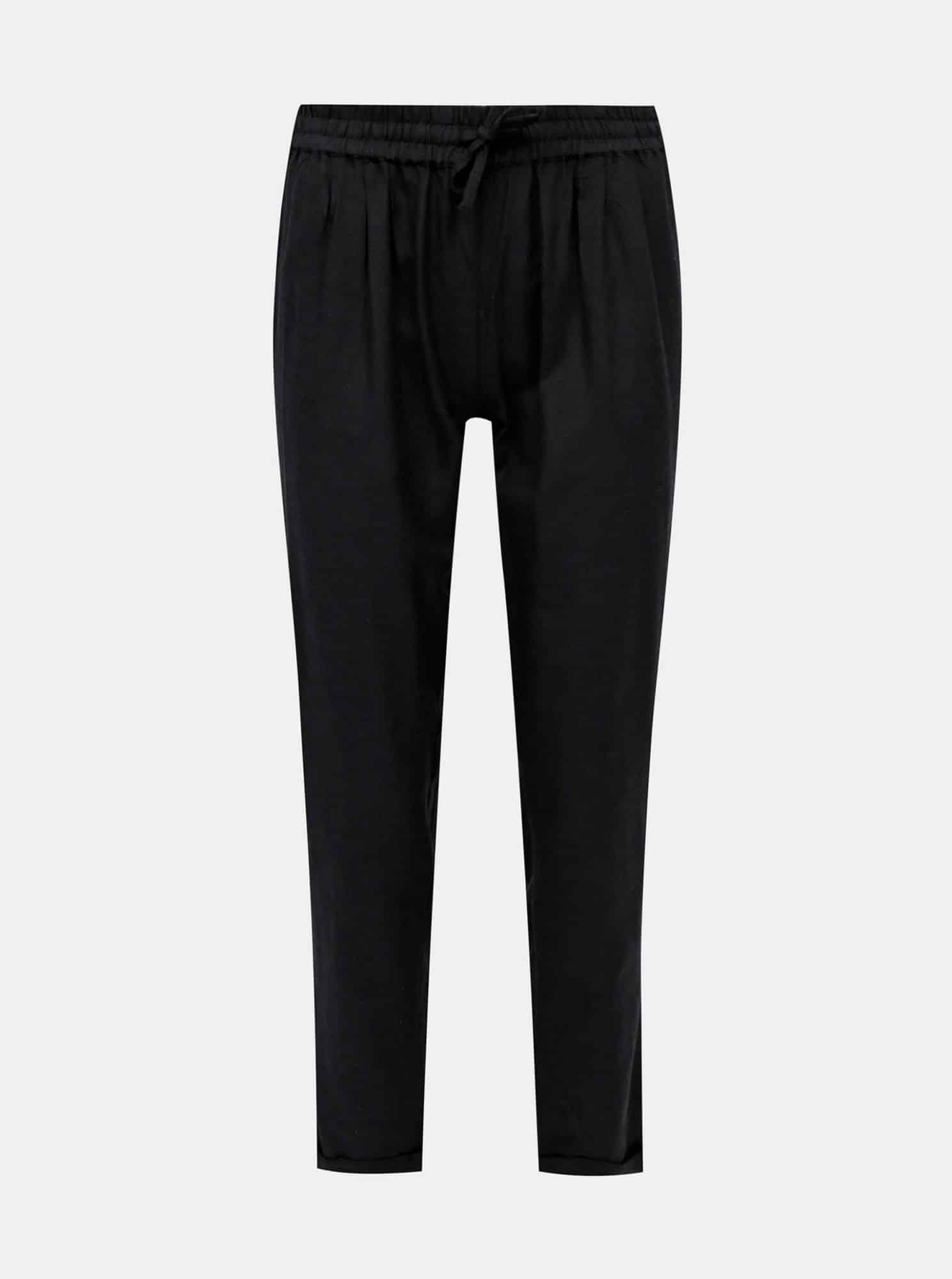 Černé kalhoty s příměsí lnu ONLY Viva