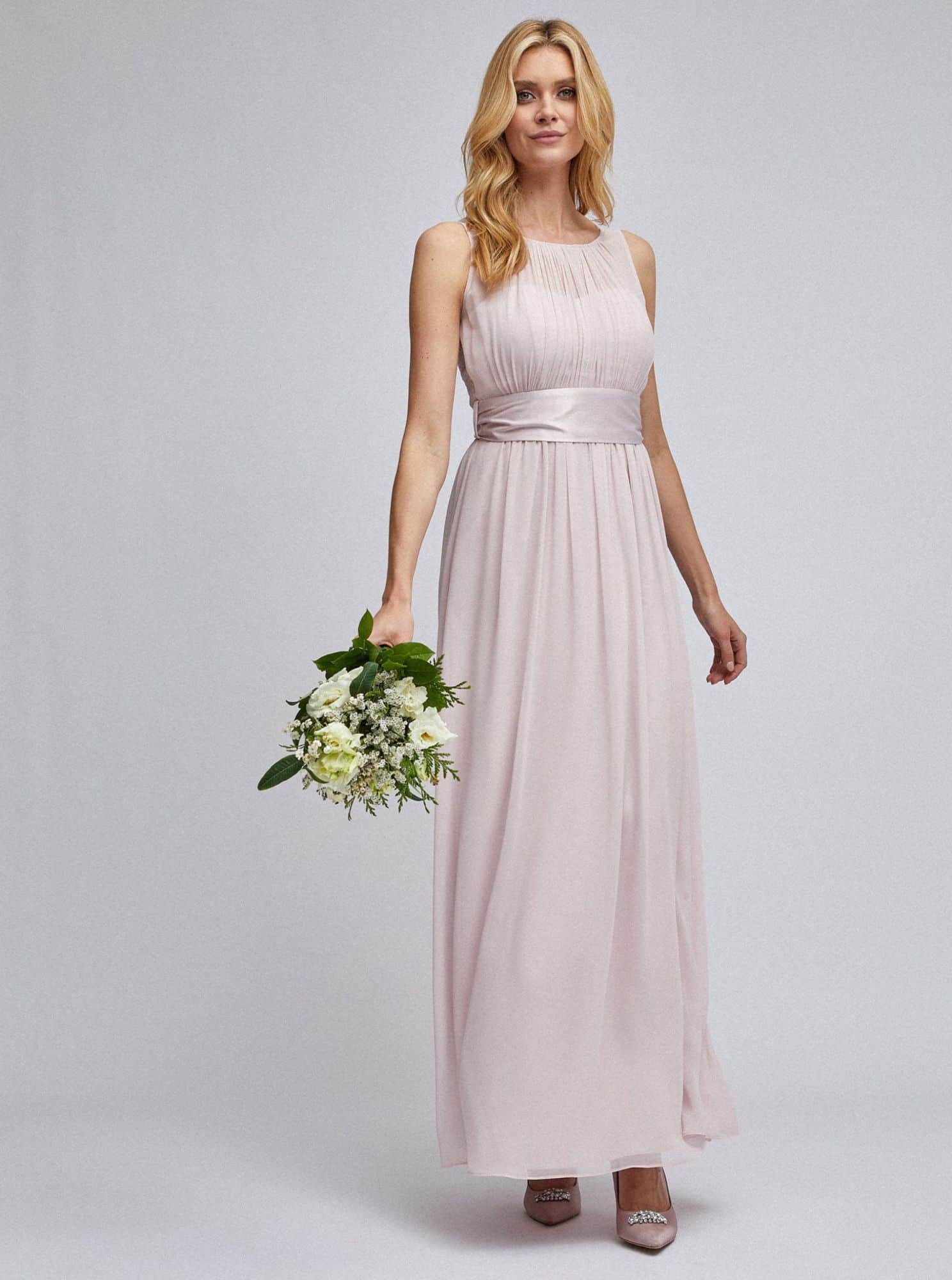 Světle růžové tylové maxišaty Dorothy Perkins