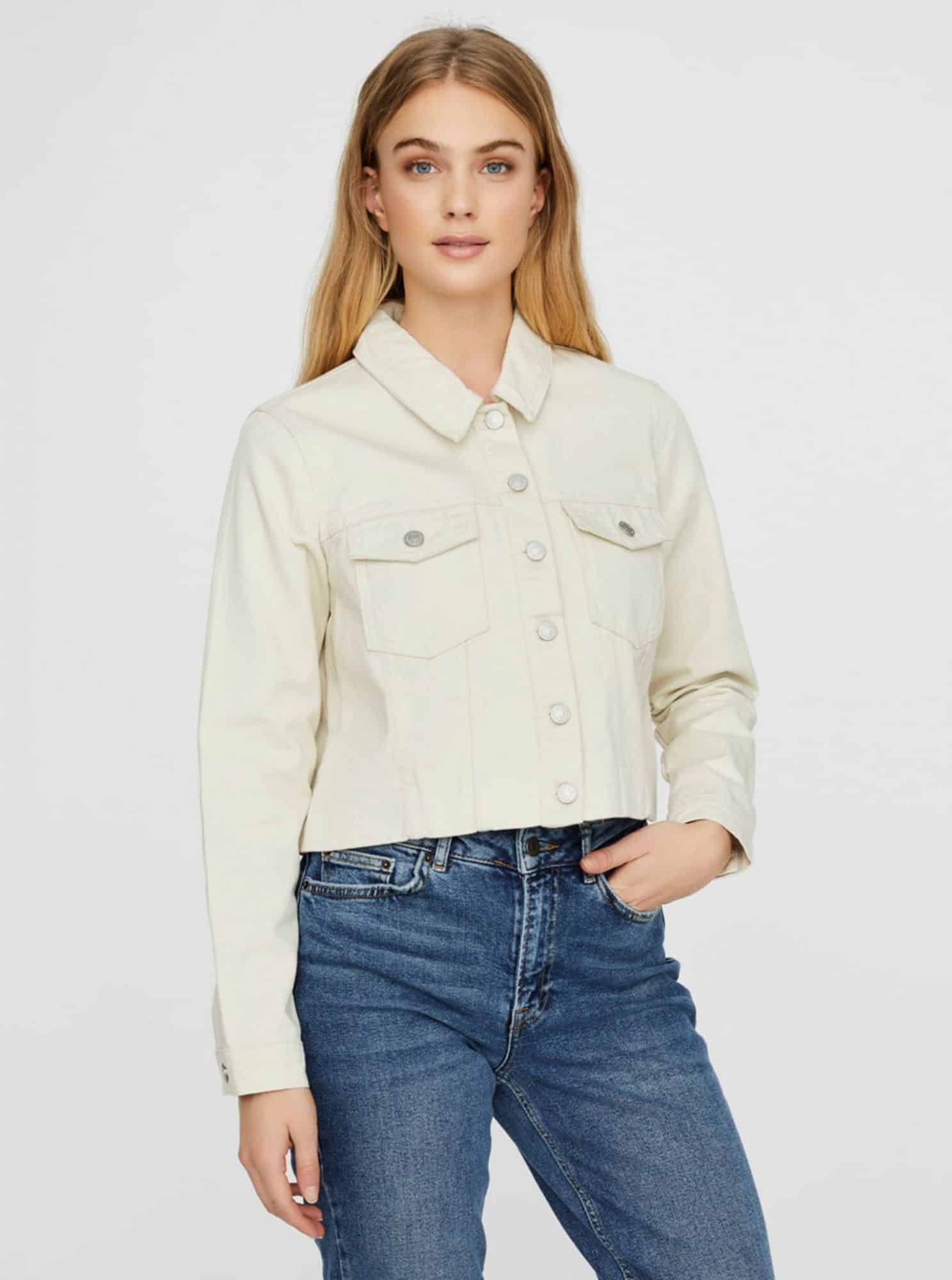 Krémová krátká džínová bunda VERO MODA Mikky