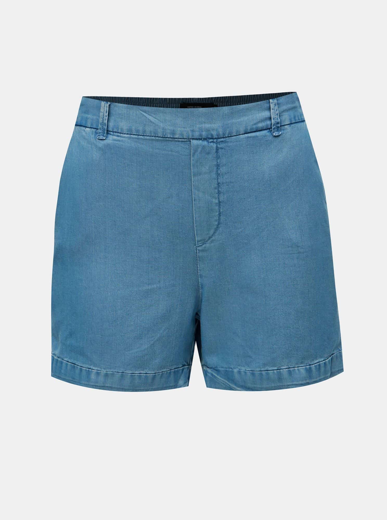 Světle modré kraťasy s vysokým pasem VERO MODA Maya