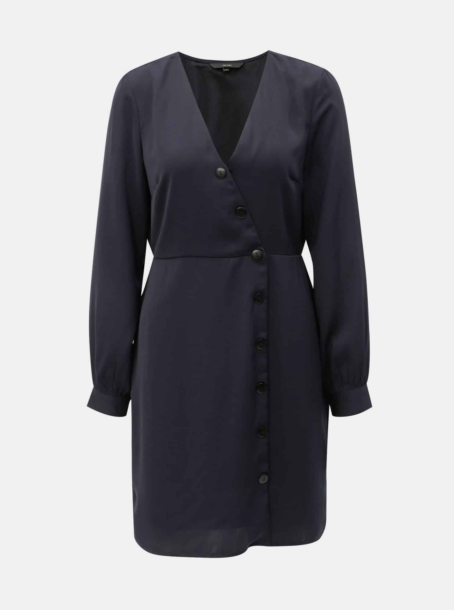 Tmavě modré šaty s ozdobnými knoflíky VERO MODA Baya