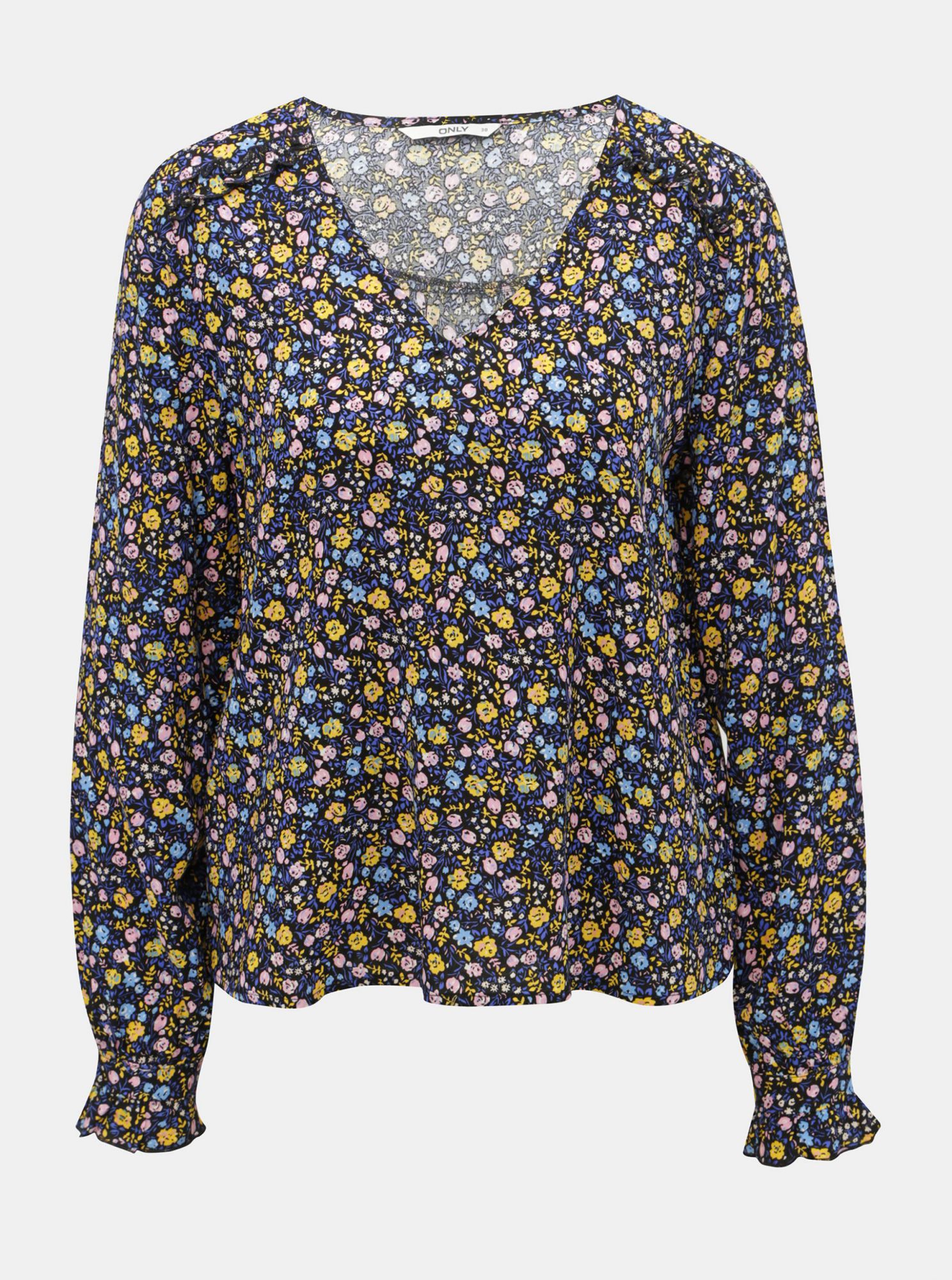 Tmavě modrá květovaná halenka ONLY Maya