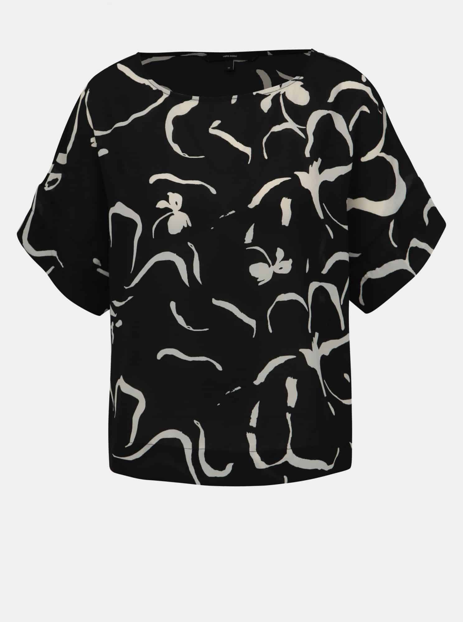 Černá vzorovaná halenka VERO MODA Ilona