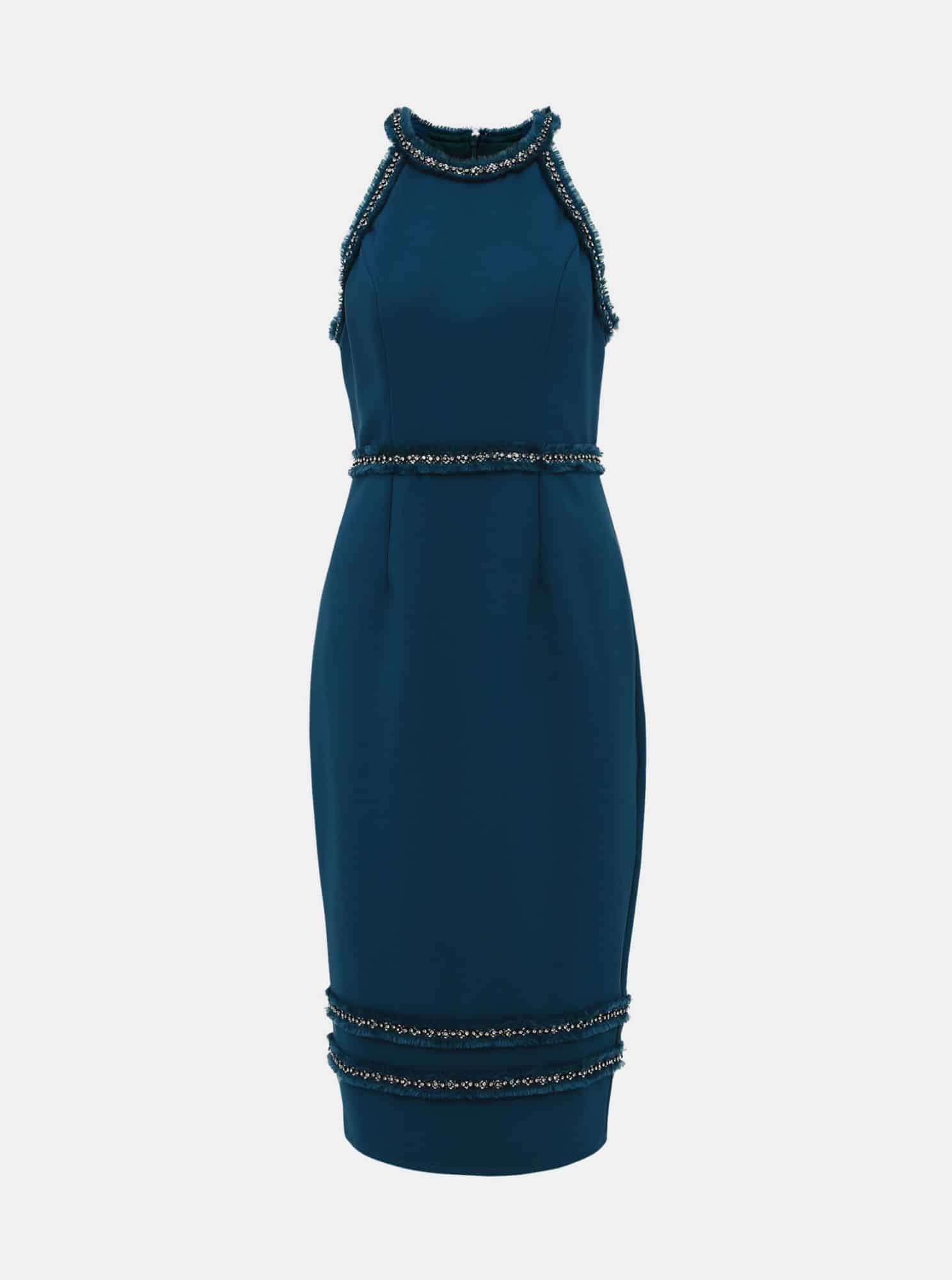 Petrolejové pouzdrové šaty Dorothy Perkins