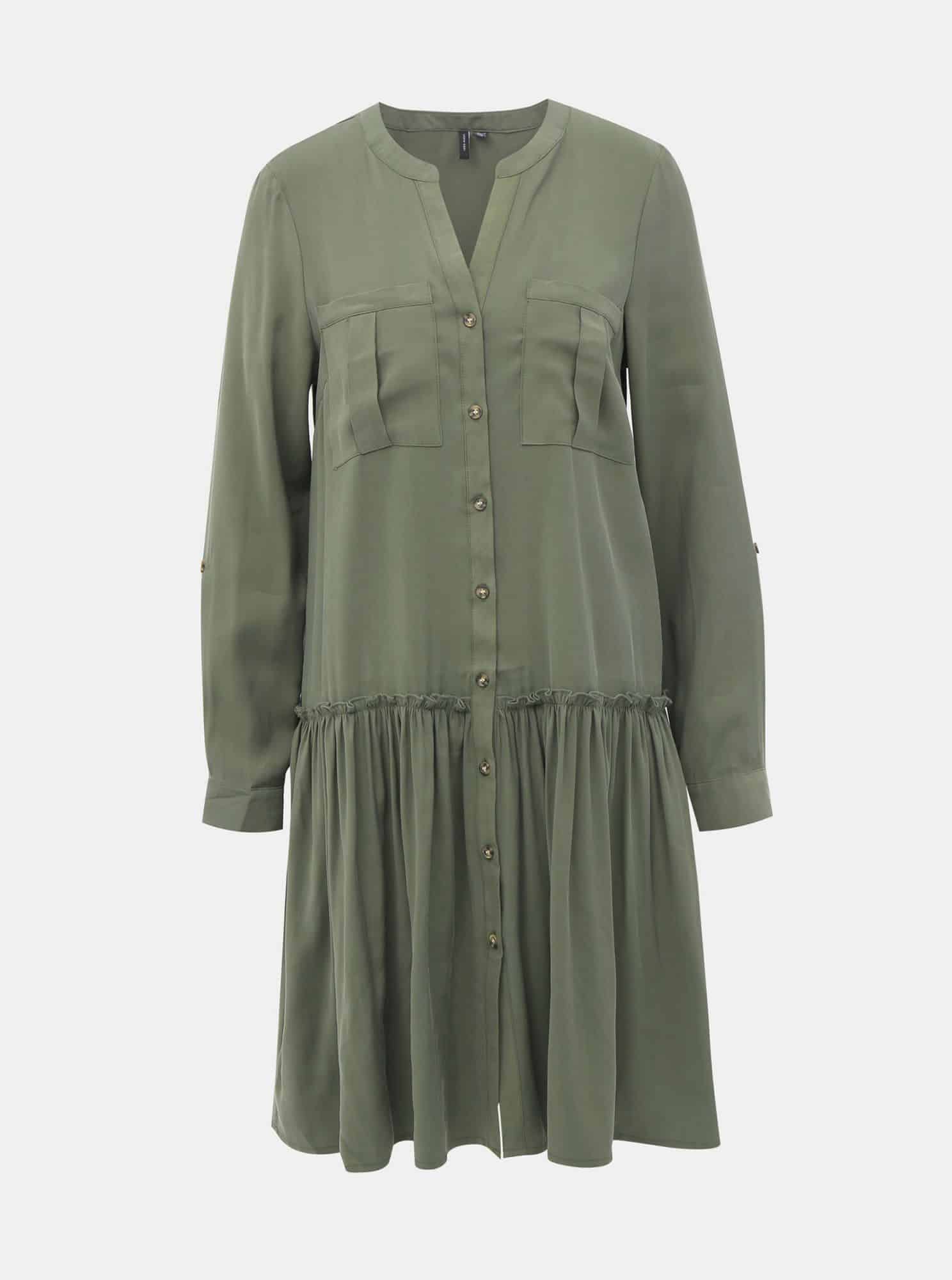 Khaki košilové šaty VERO MODA Michalla