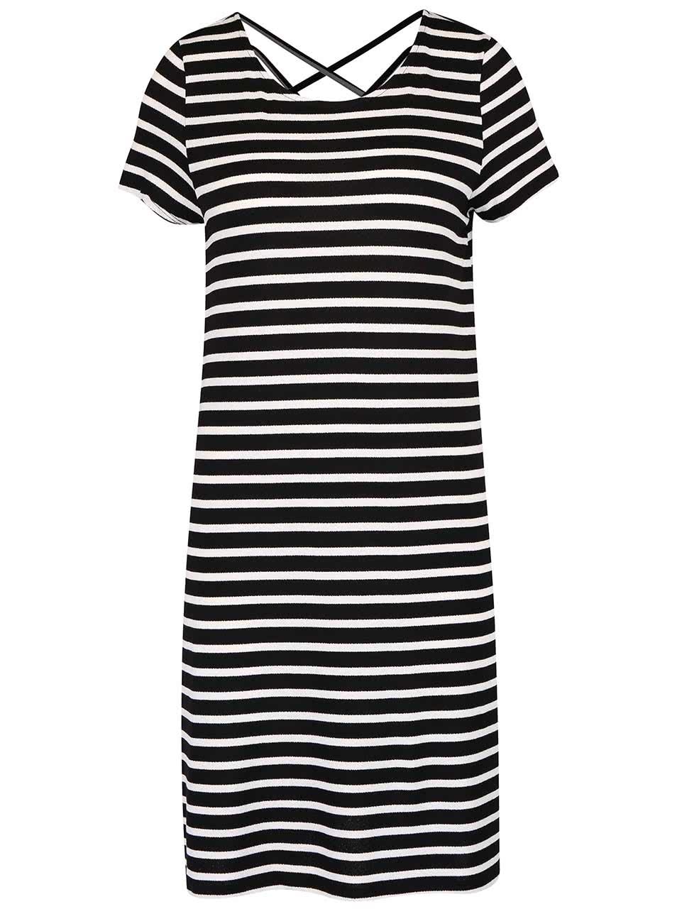 Krémovo-černé pruhované šaty ONLY Bera