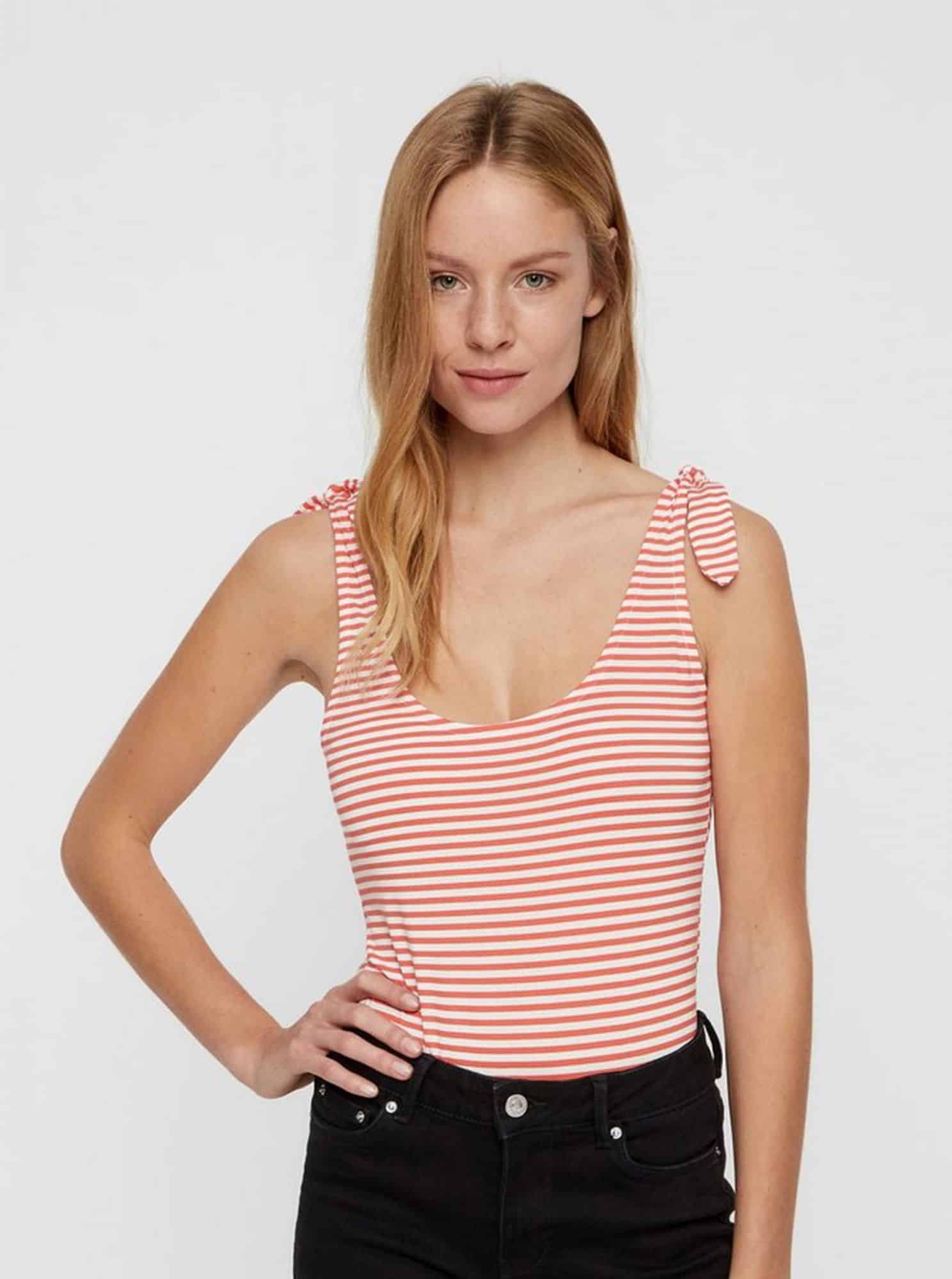 Bílo-červené pruhované body VERO MODA Ava