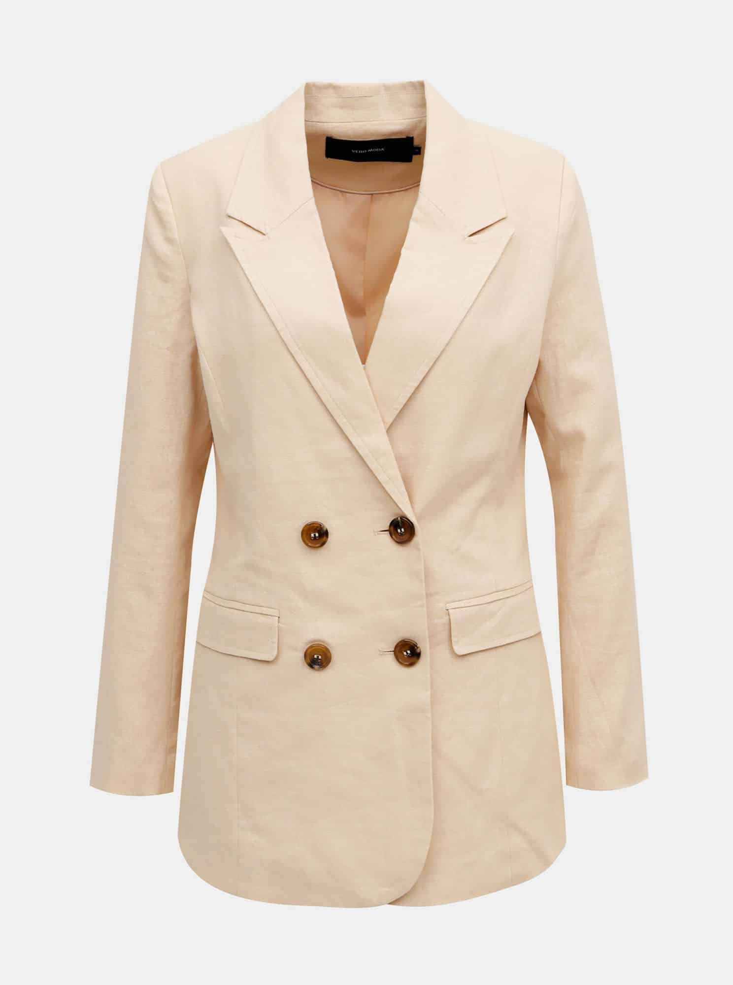 Krémové lněné sako VERO MODA Dana