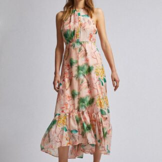 Meruňkové květované maxišaty Dorothy Perkins