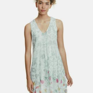 Světle zelené květované šaty Desigual Carnagy