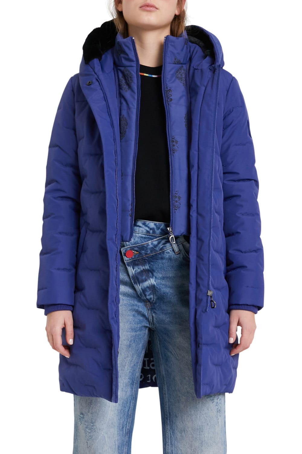 Desigual modrý kabát Padded Anya