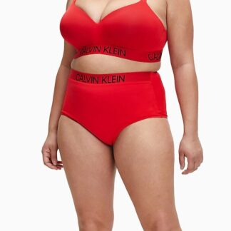 Calvin Klein červený spodní díl plavek High Waist Bikini Plus Size High Risk Red