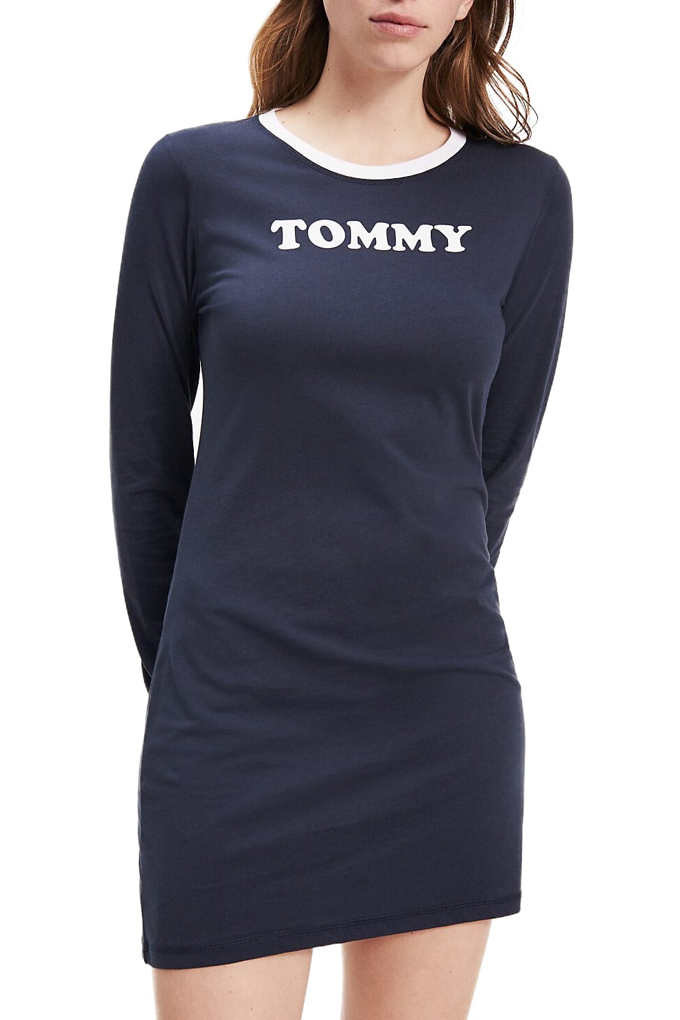 Tommy Hilfiger modré šaty Nightdress LS s dlouhým rukávem