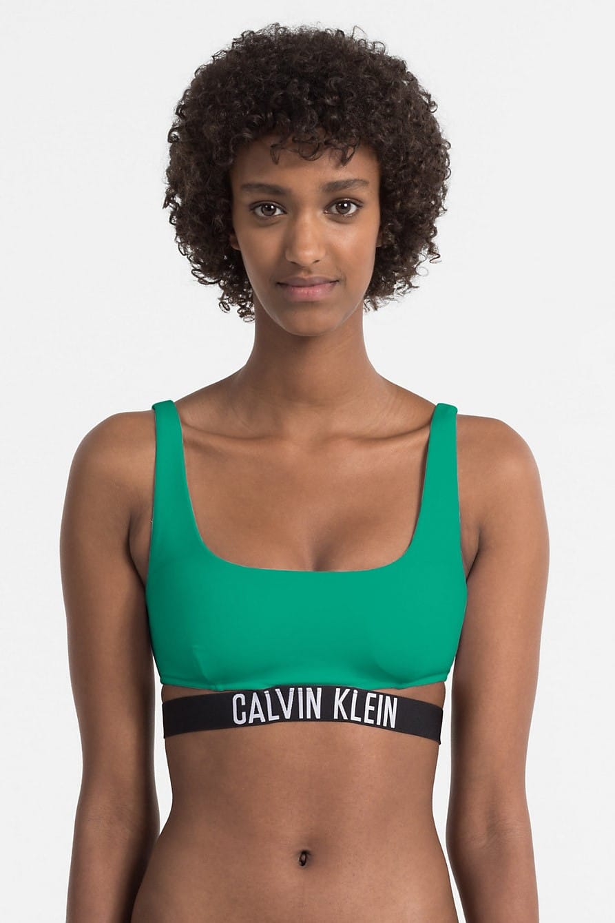 Calvin Klein zelený horní díl plavek Bralette Bikini Top