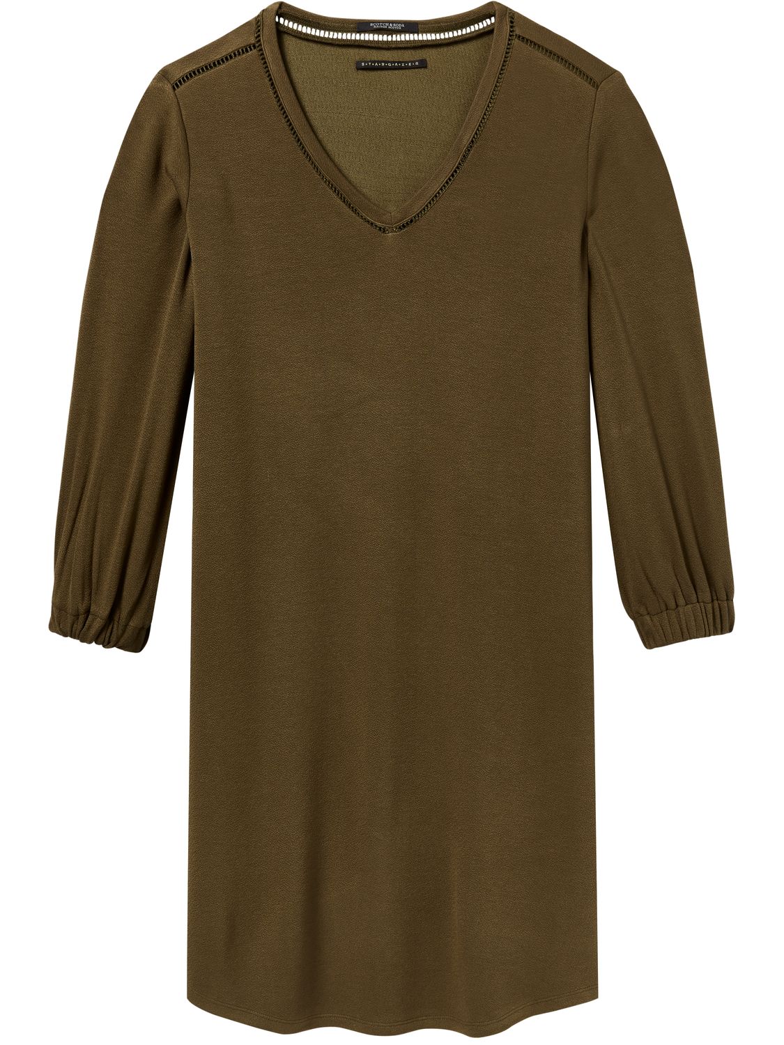 Scotch&Soda hnědé šaty s tříčtvrtečním rukávem