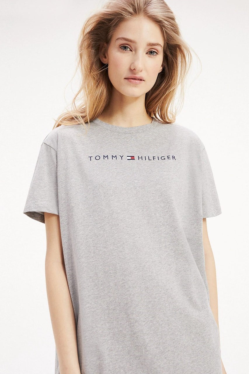Tommy Hilfiger šedé domácí šaty Grey Heather Basic s logem