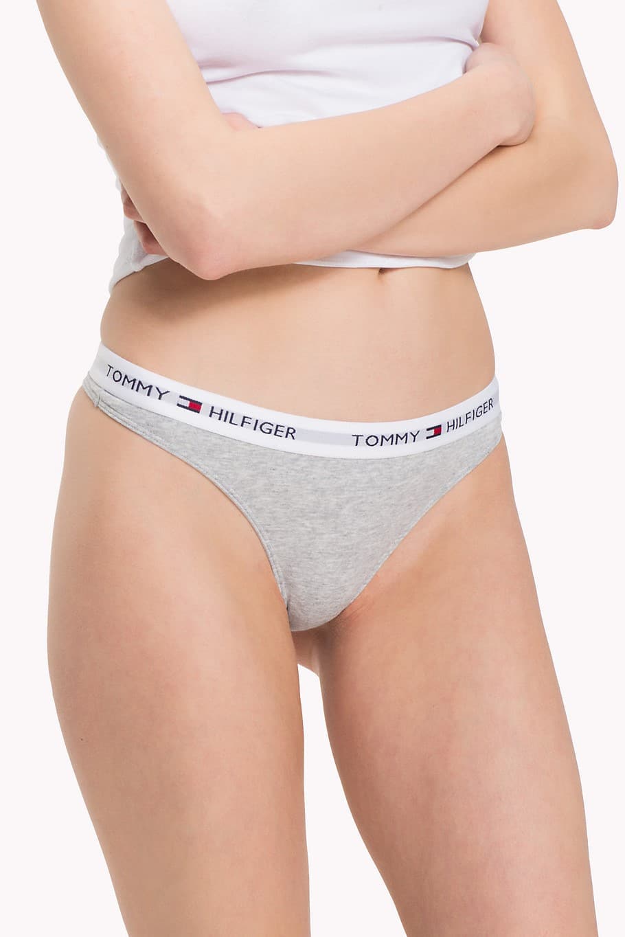 Tommy Hilfiger šedá tanga Thong Iconic Basic