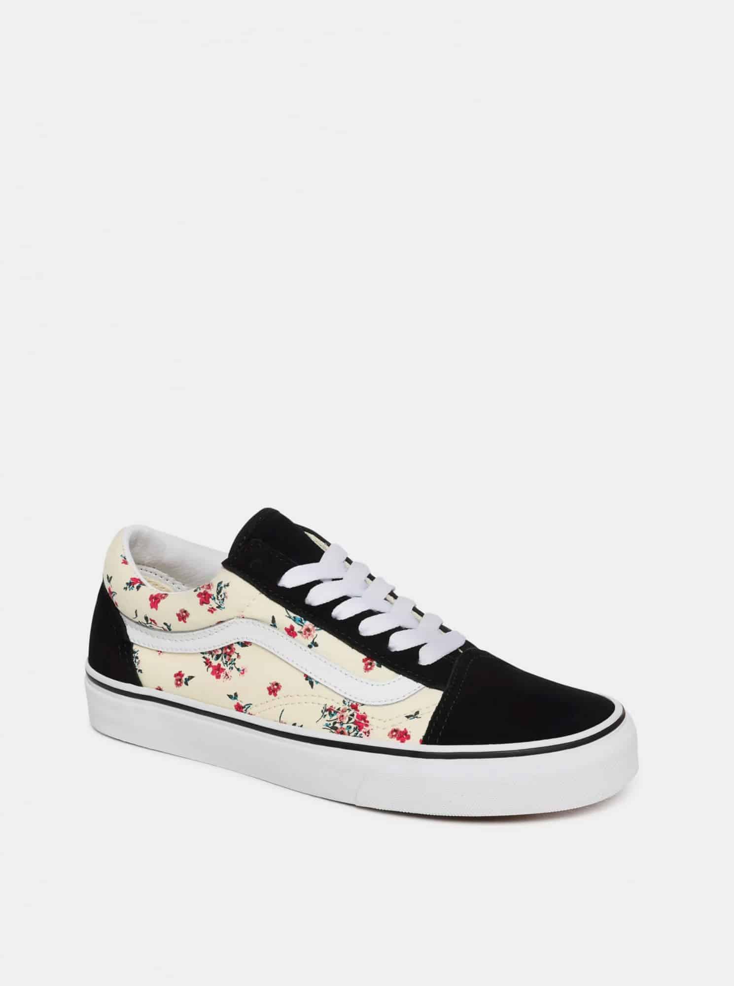 Vans černo-krémové květované tenisky