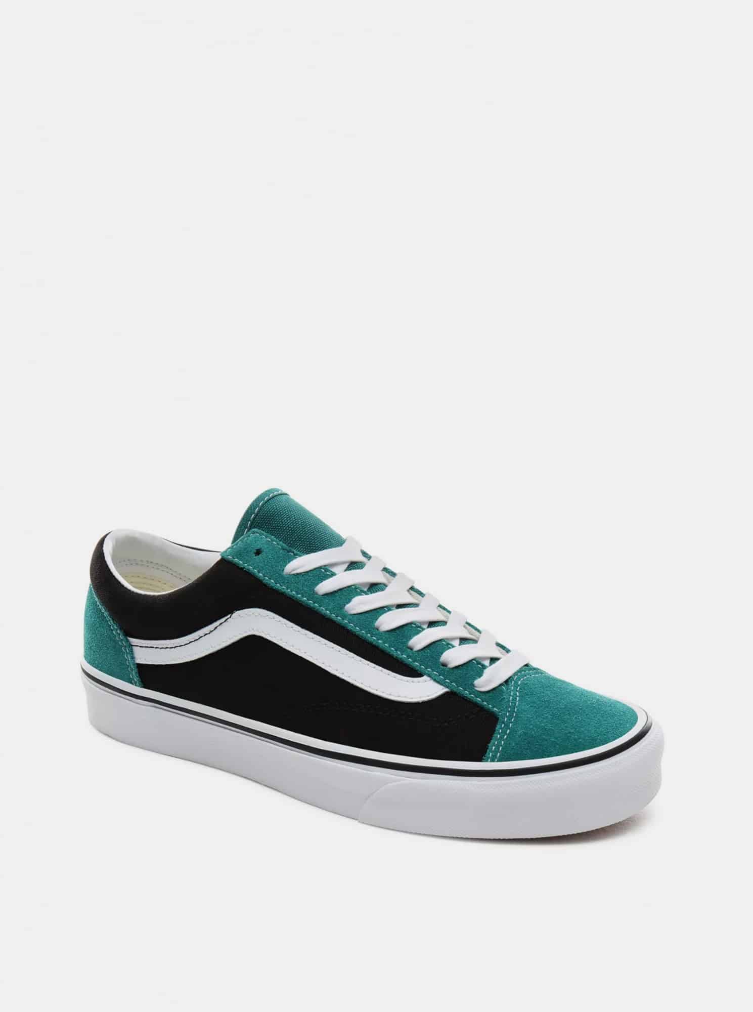 Vans černo-zelené pánské tenisky se semišovými detail