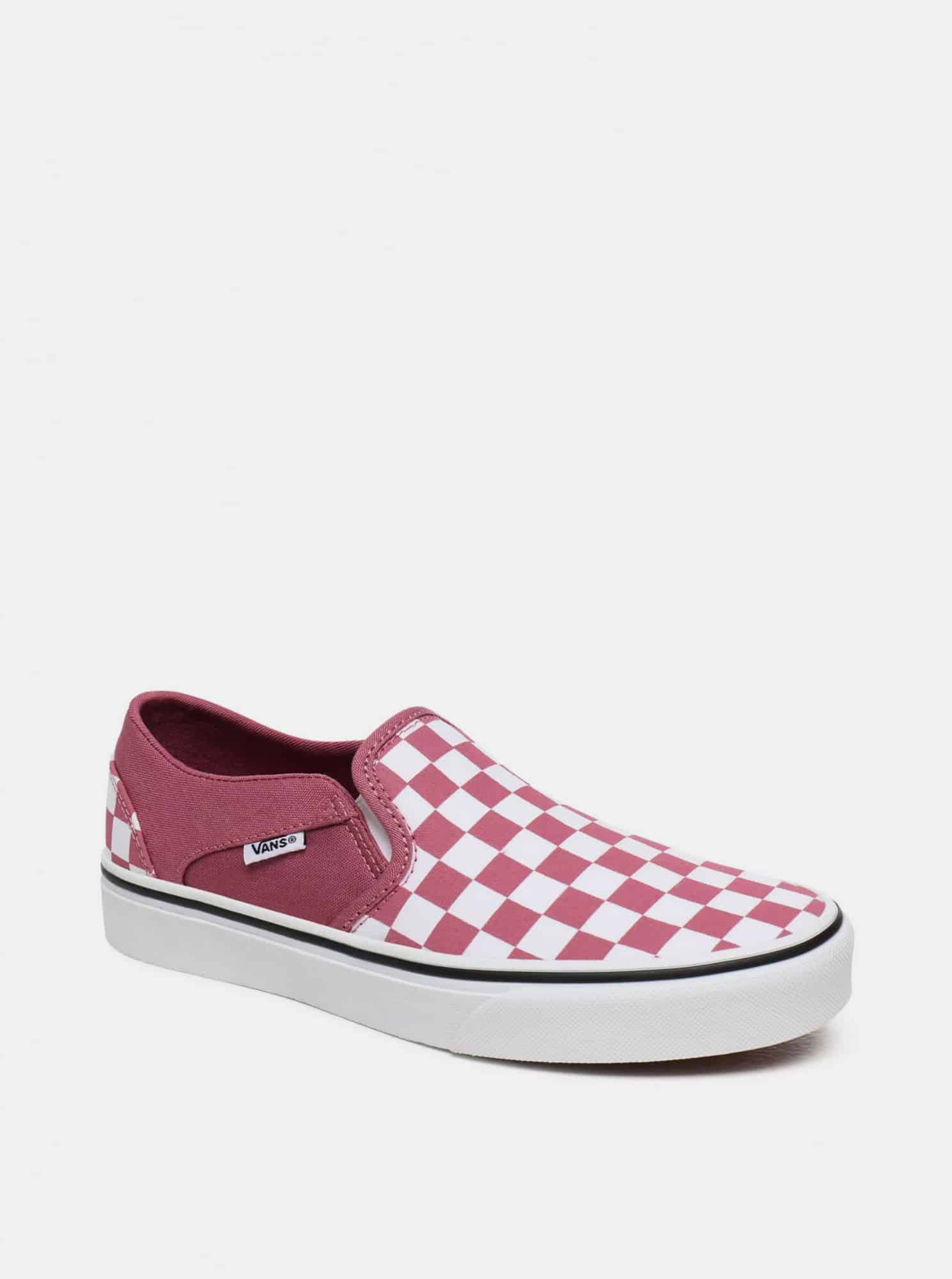 Vans růžové kostkované slip on