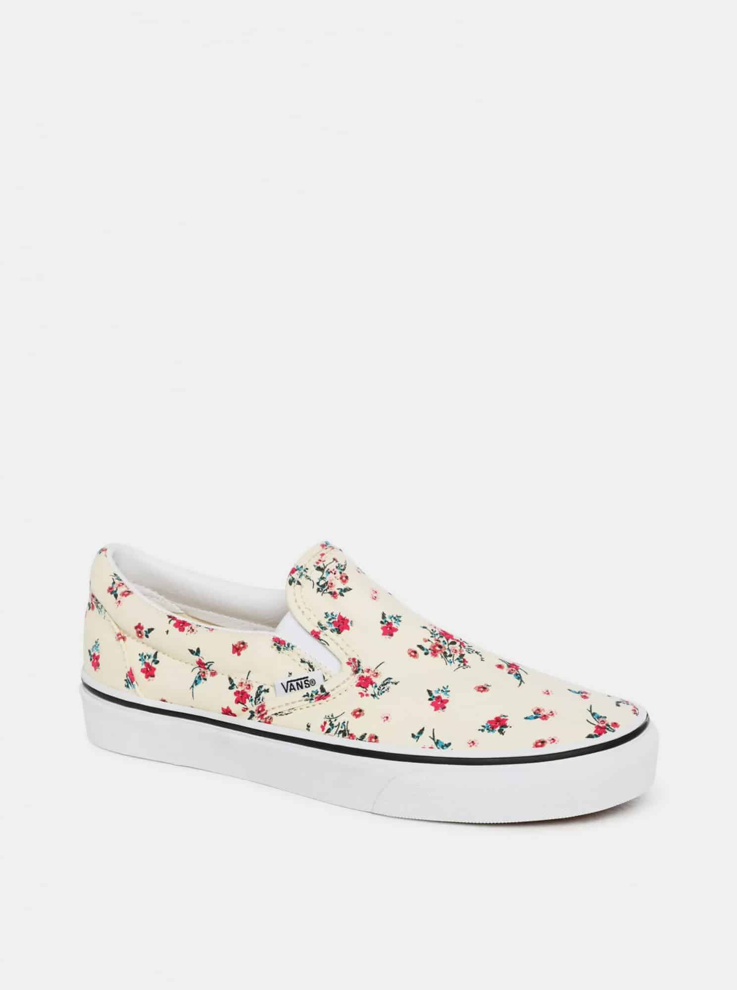 Vans krémové květované slip on