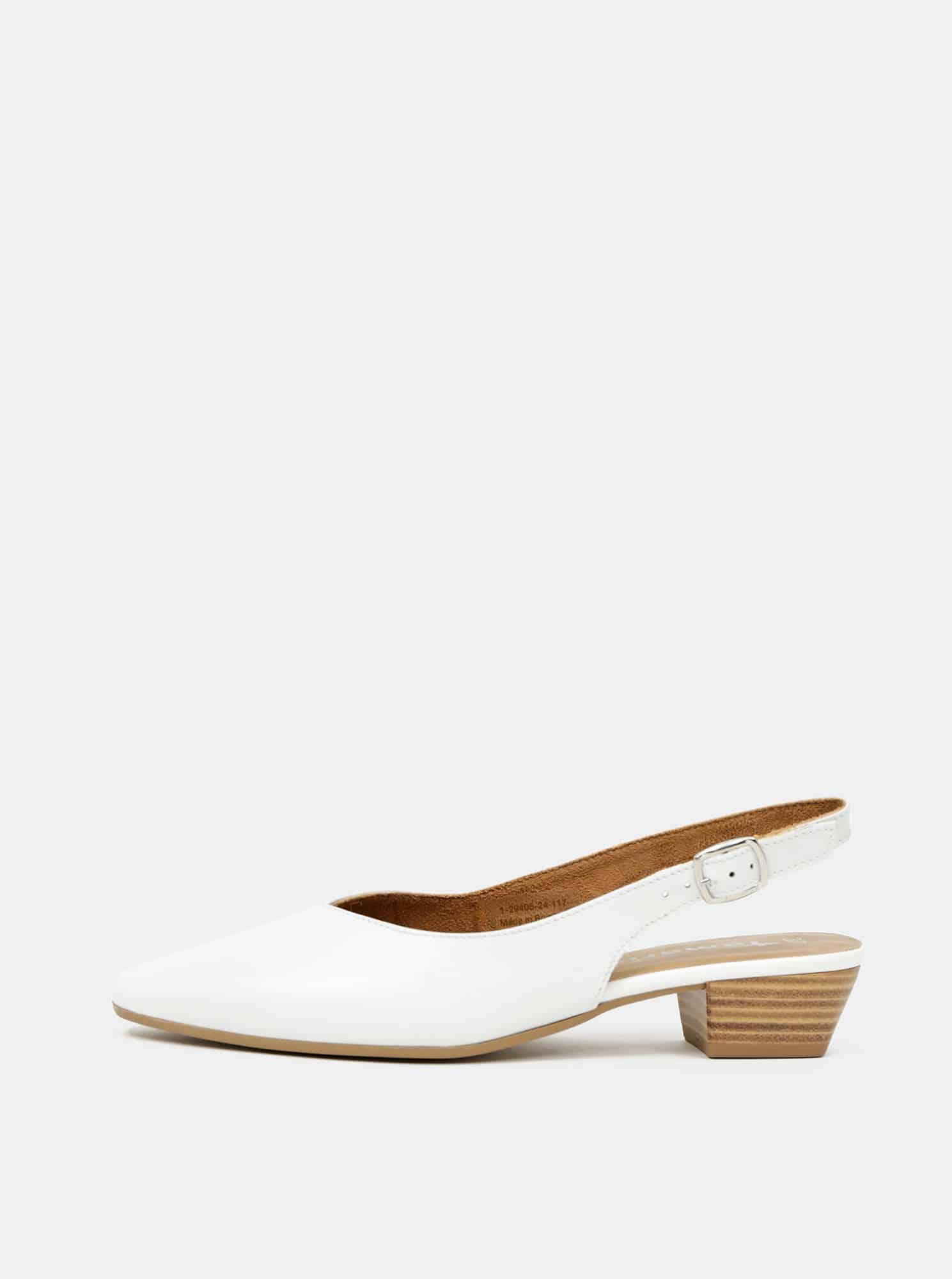 Tamaris bílé kožené baleríny