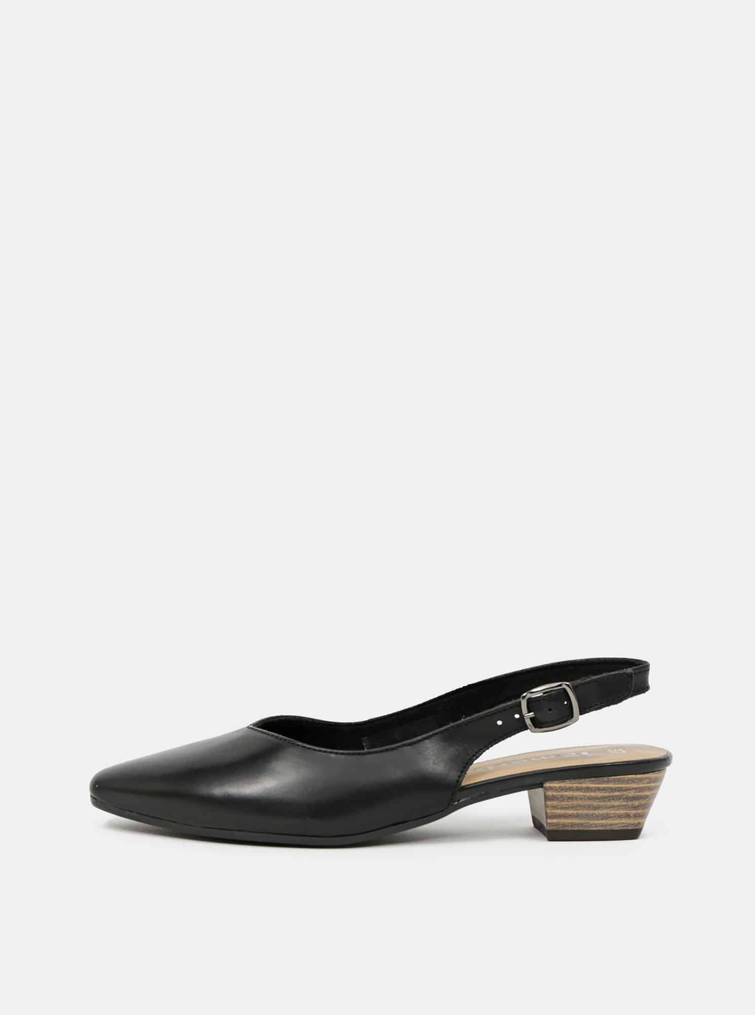 Tamaris černé kožené baleríny