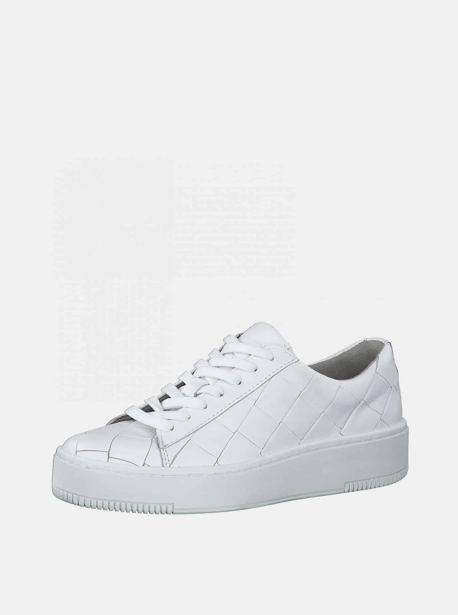 Tamaris bílé kožené tenisky na platformě