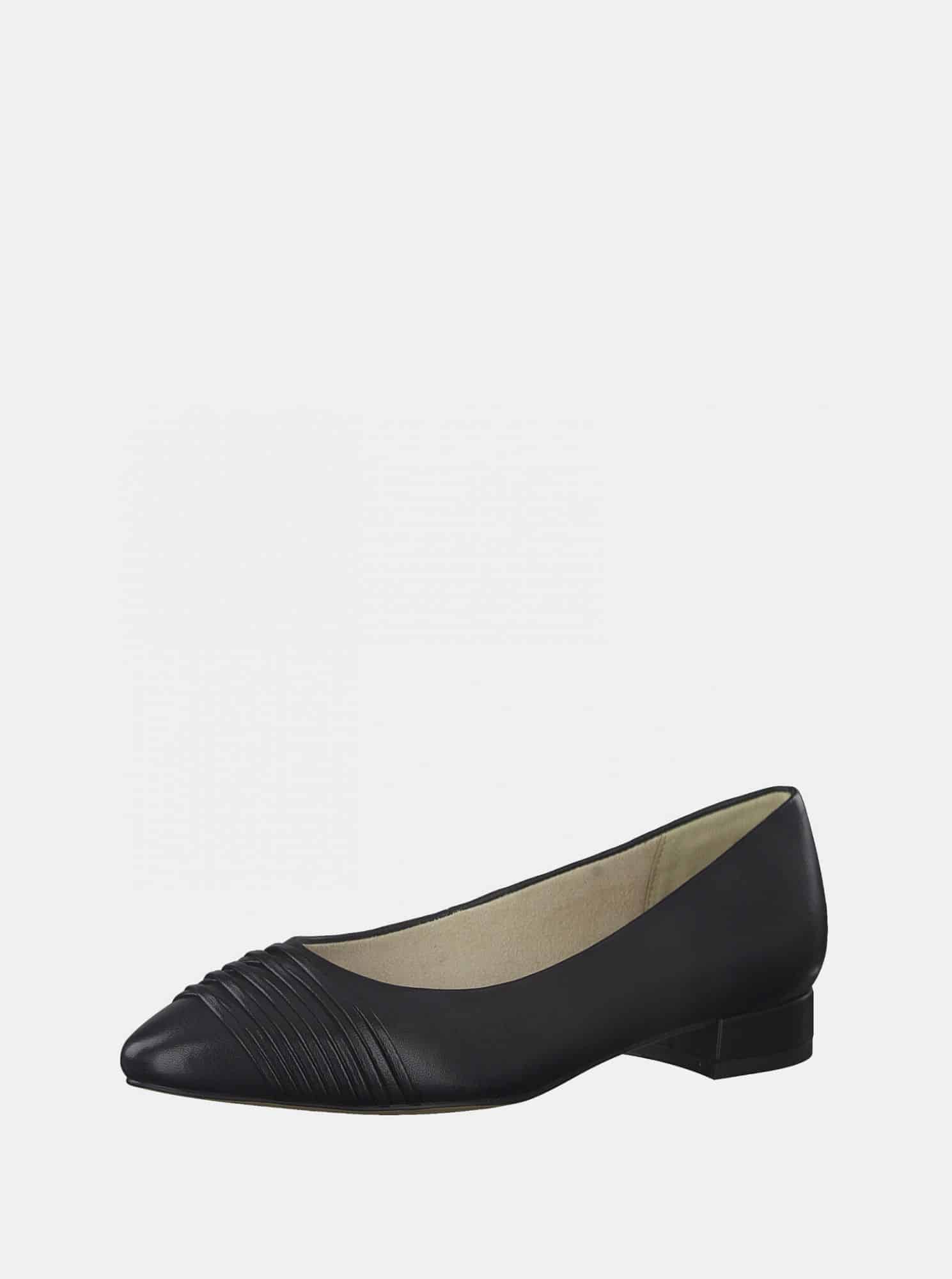 Tamaris černé kožené baleríny