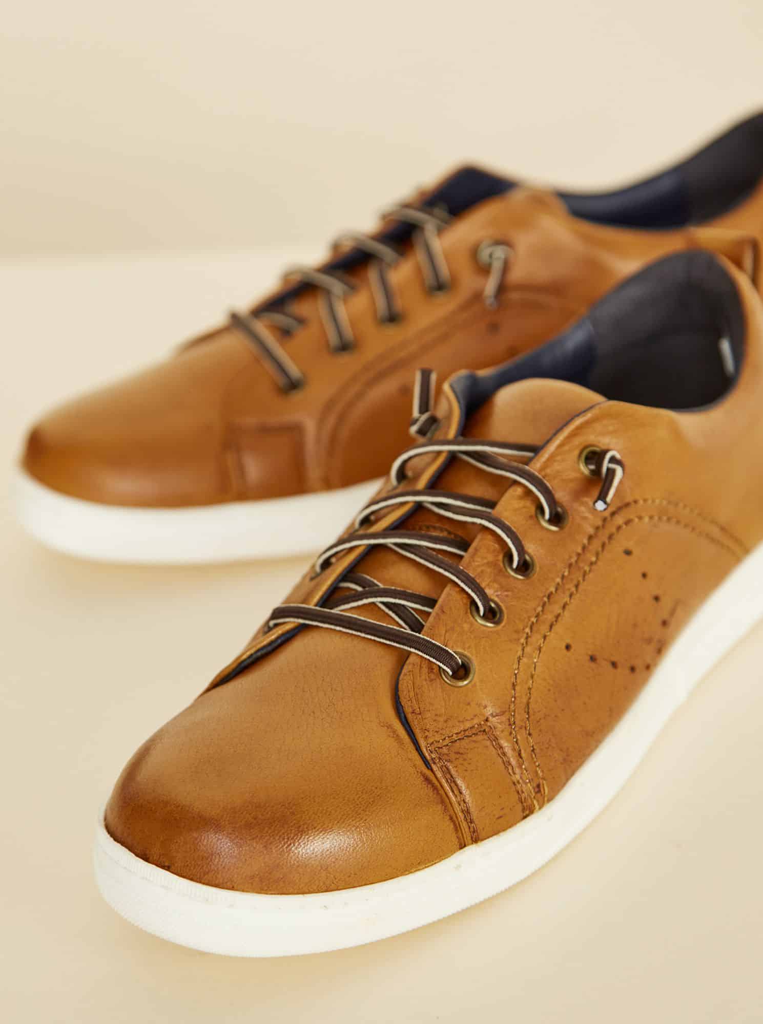 OJJU hnědé kožené pánské tenisky