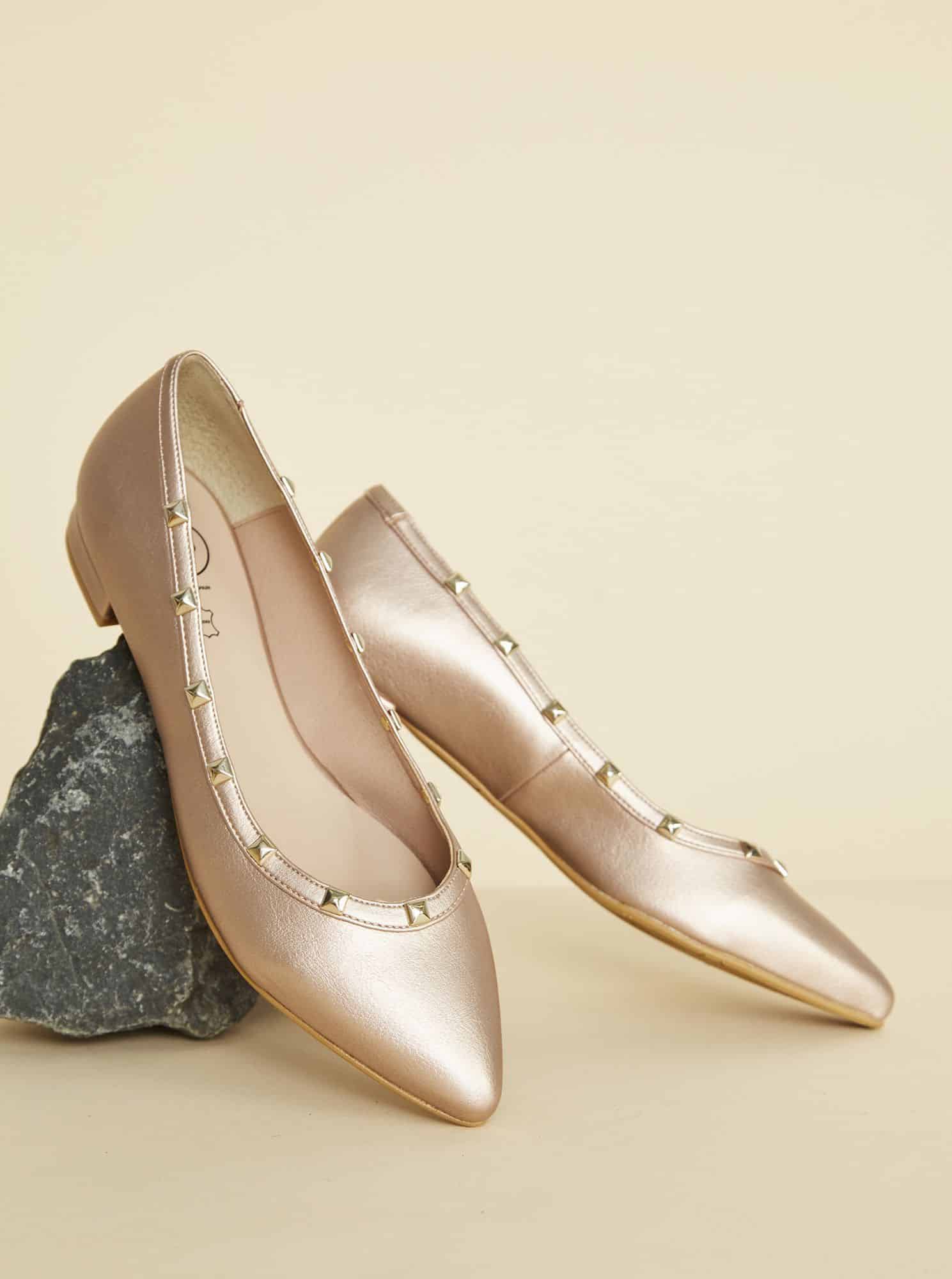 OJJU růžové baleríny s metalickými odlesky