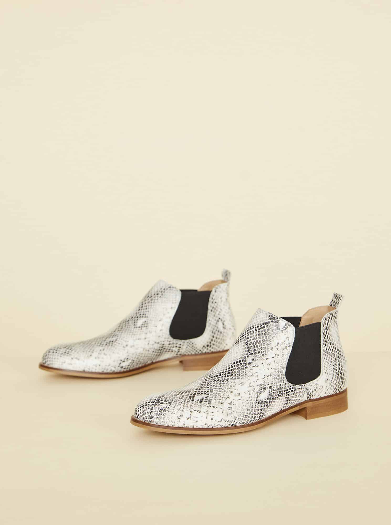 OJJU bílé chelsea kožené boty