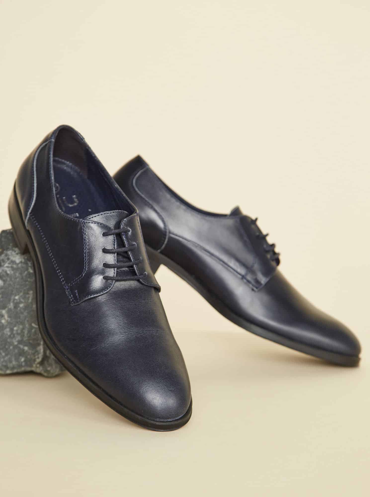 OJJU tmavě modré kožené pánské polobotky