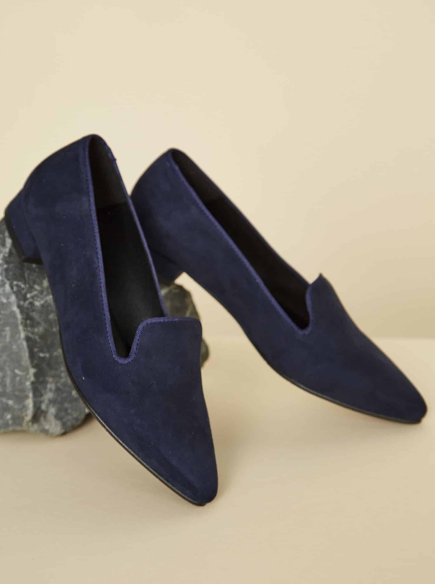 OJJU tmavě modré semišové mokasíny