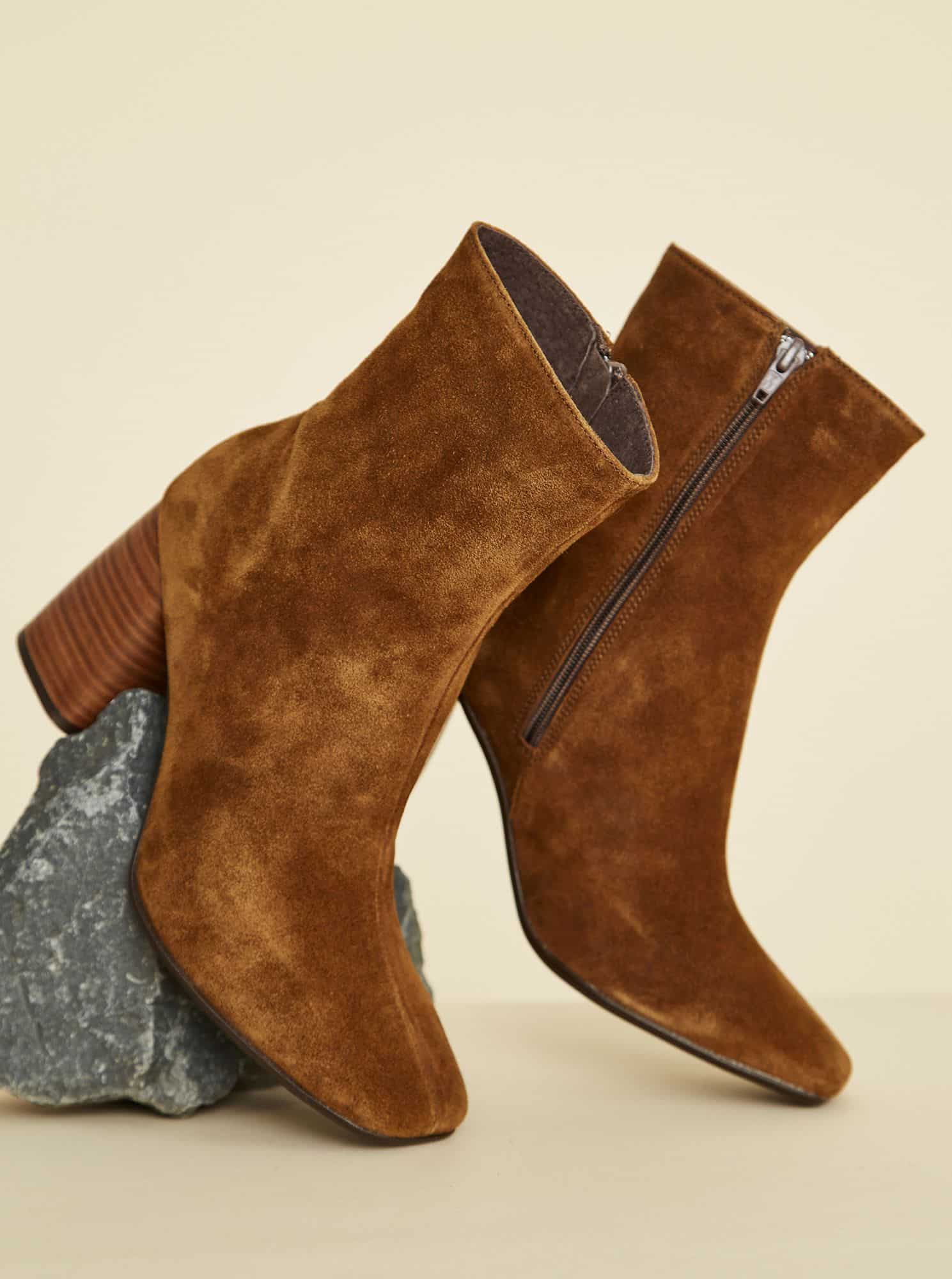 OJJU hnědé kotníkové kožené boty