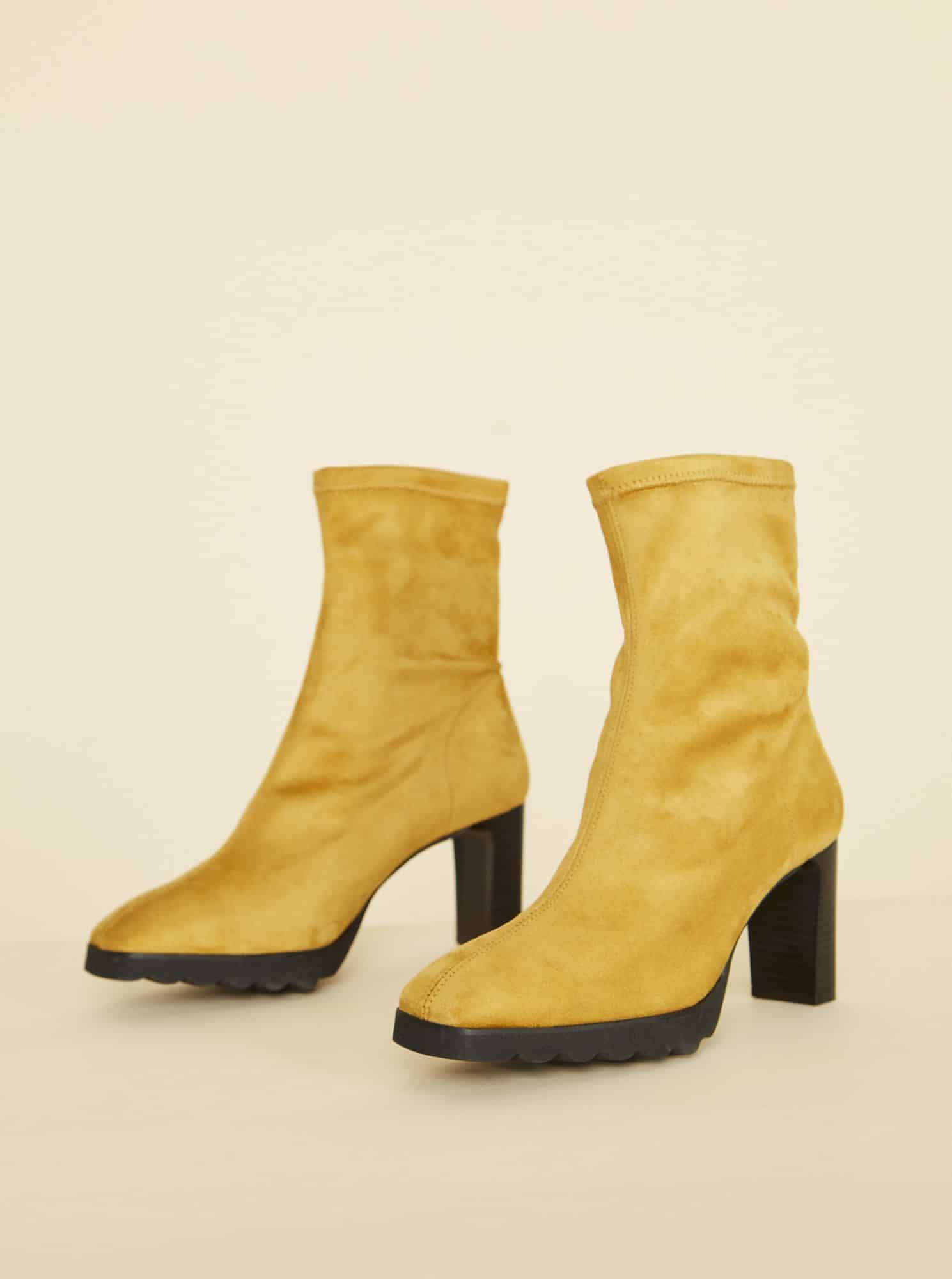 OJJU hořčicové semišové kotníkové boty