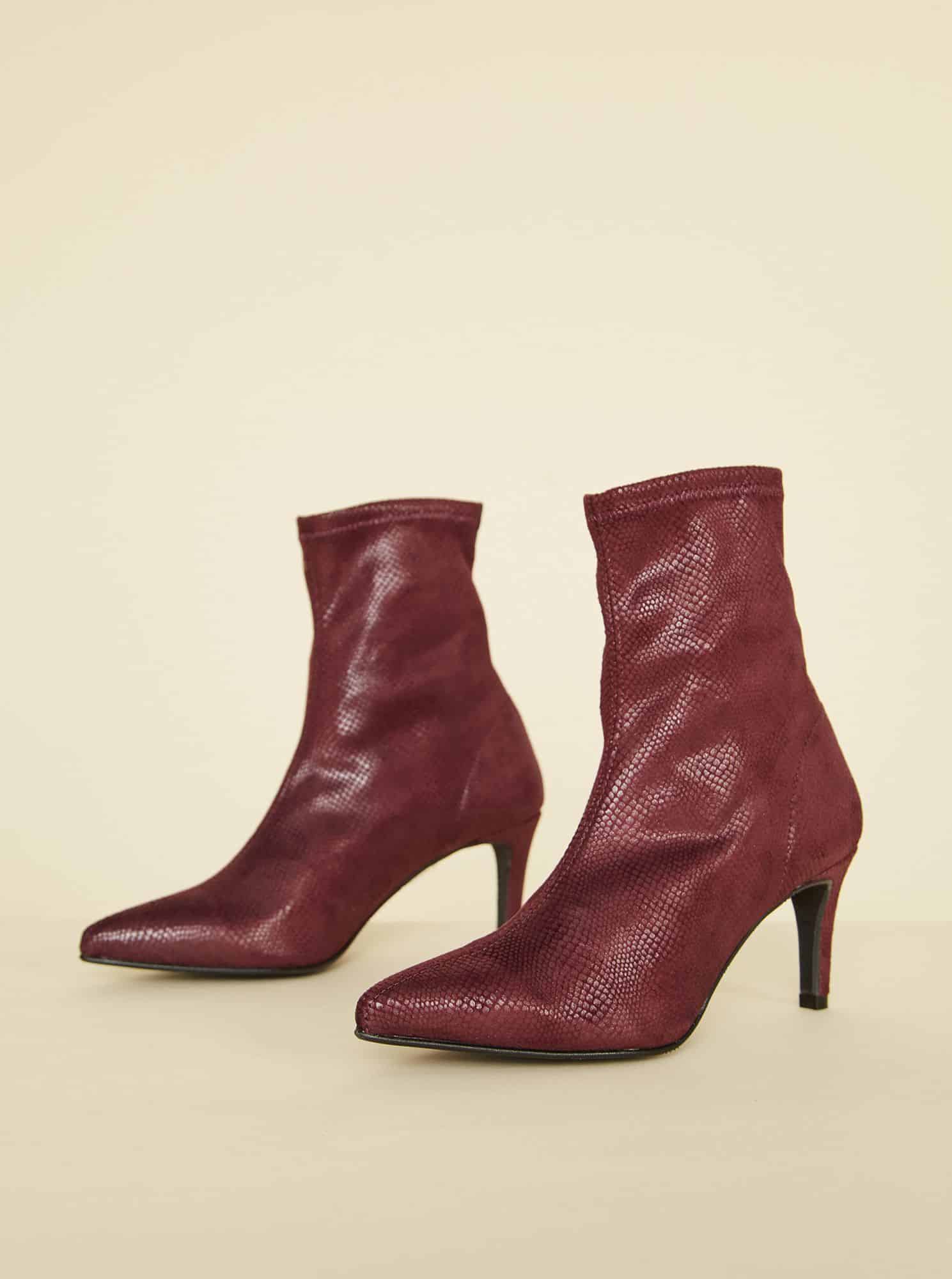 OJJU vínové semišové kotníkové boty