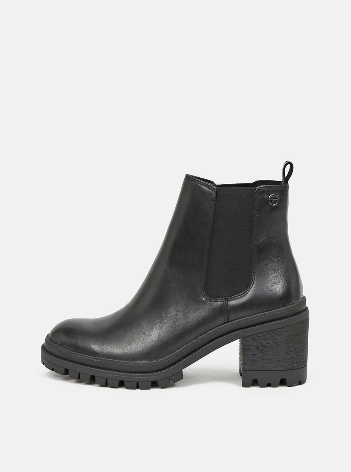 Tamaris černé chelsea kožené boty