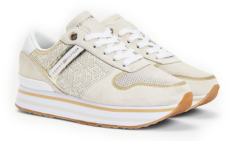 Tommy Hilfiger béžové tenisky na platformě Metallic Flatform Sneaker