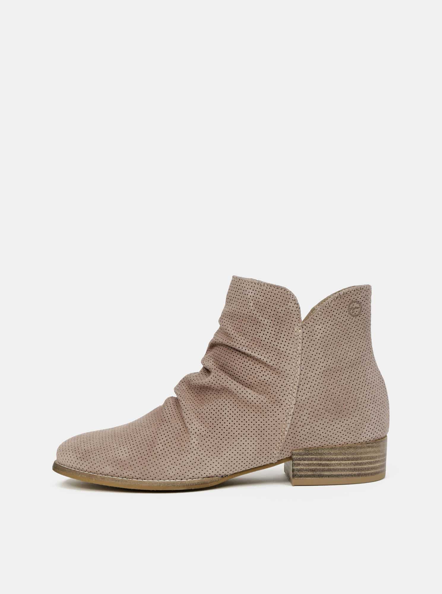 Tamaris hnědé semišové kotníkové boty